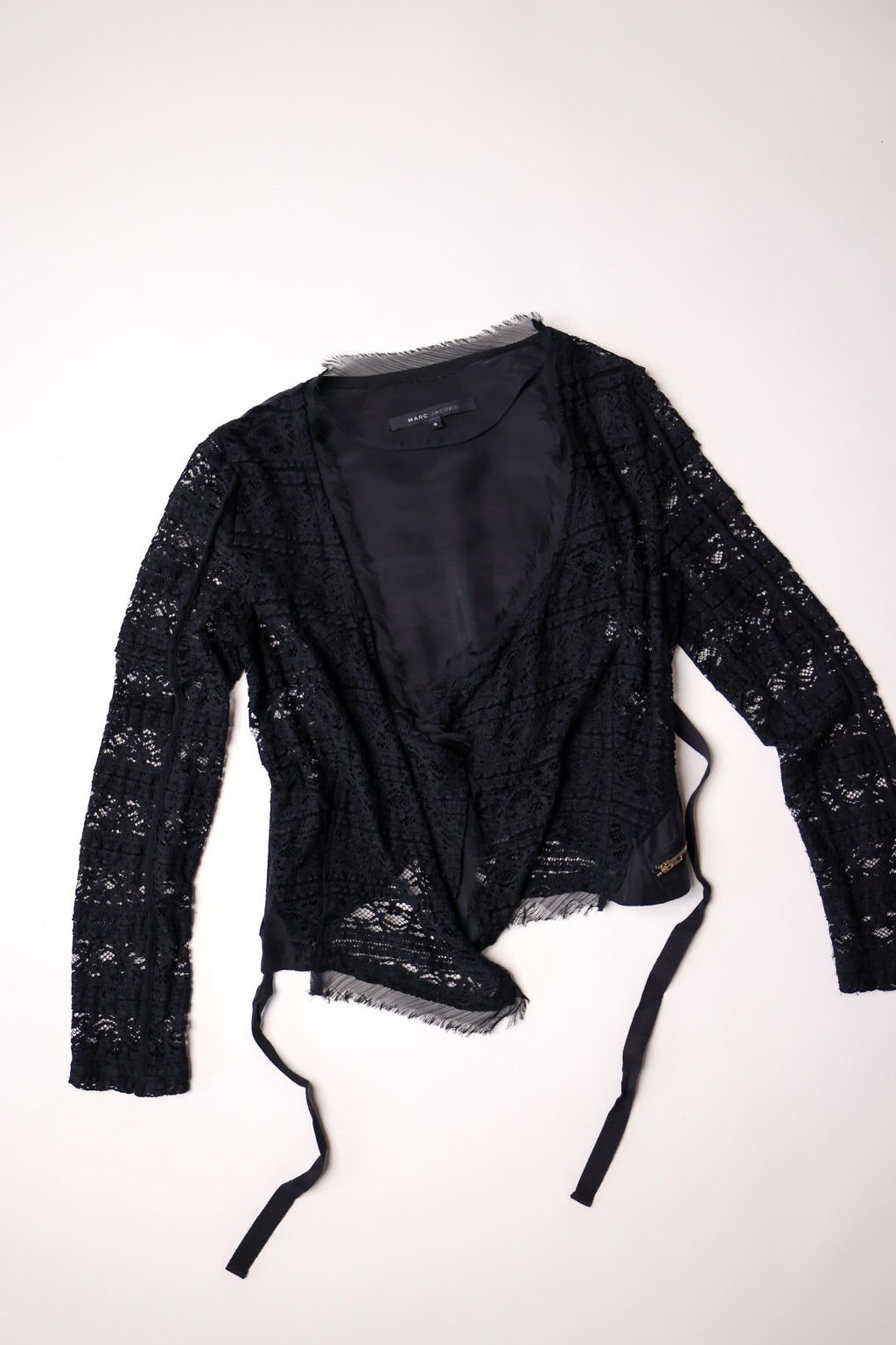 Marc Jacobs Black Lace Cropped Overlay Top