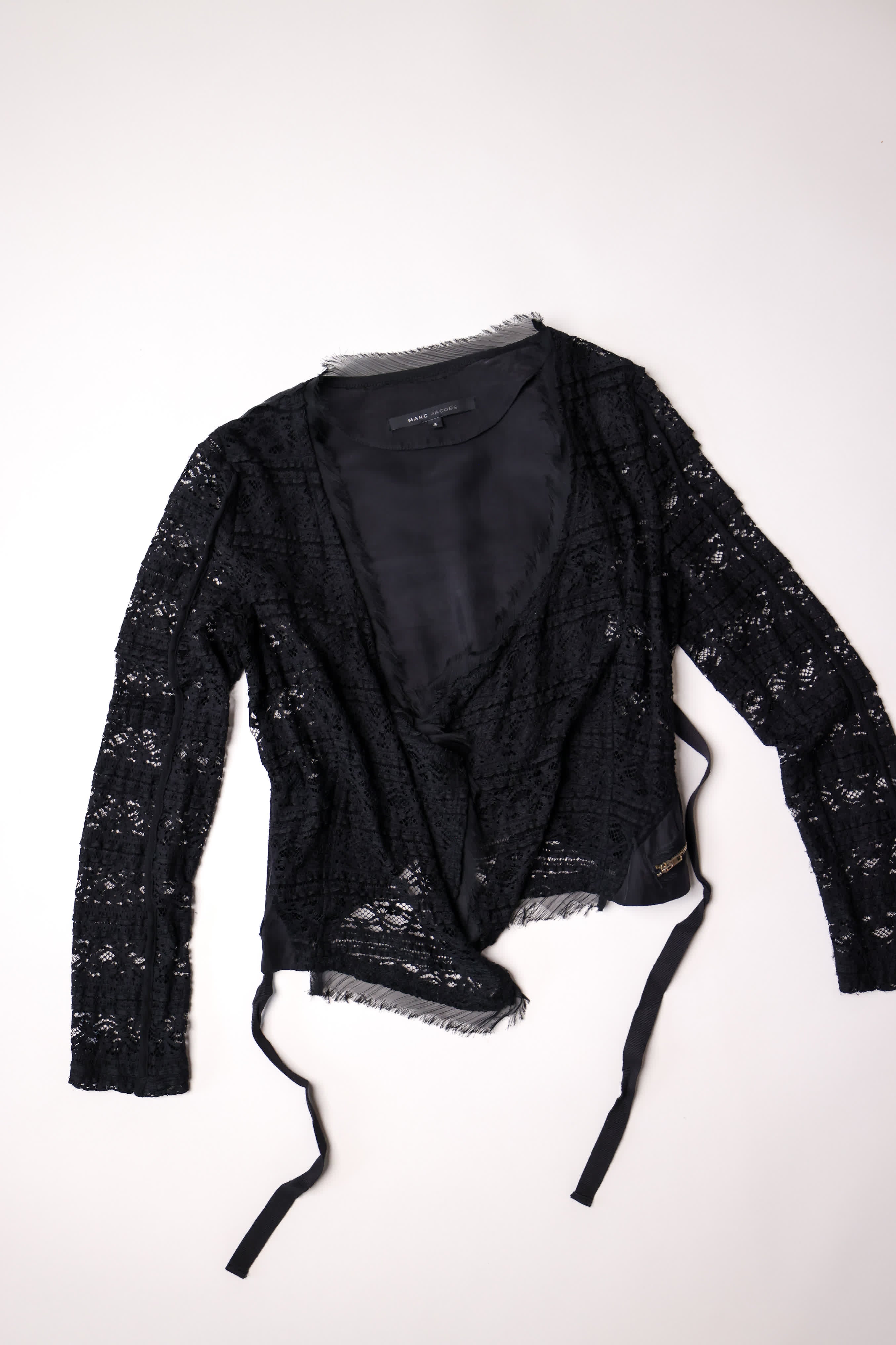 Marc Jacobs Black Lace Cropped Overlay Top