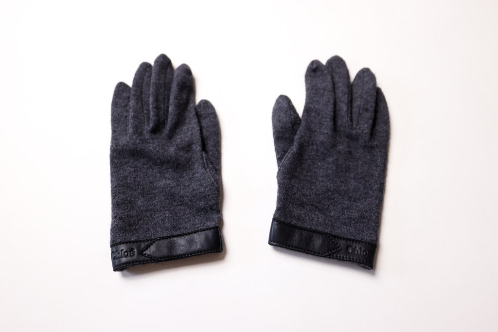 Chloé Classic Grey Knit Short Gloves