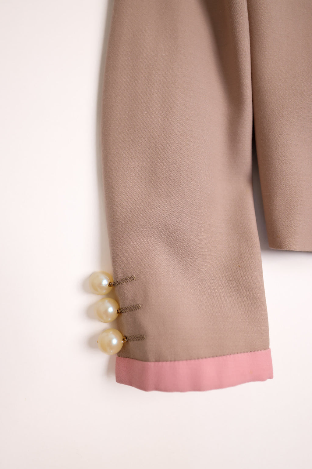 Christian Dior Muted Mauve Wool Blazer with Pearl Detail