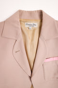 Christian Dior Muted Mauve Wool Blazer with Pearl Detail