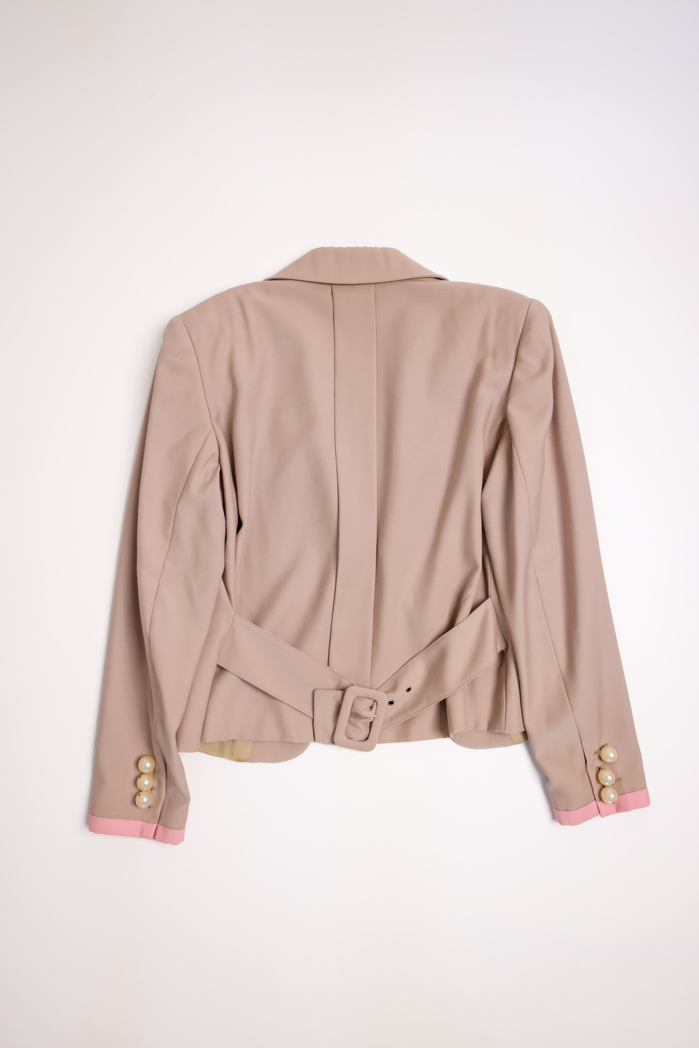 Christian Dior Muted Mauve Wool Blazer with Pearl Detail