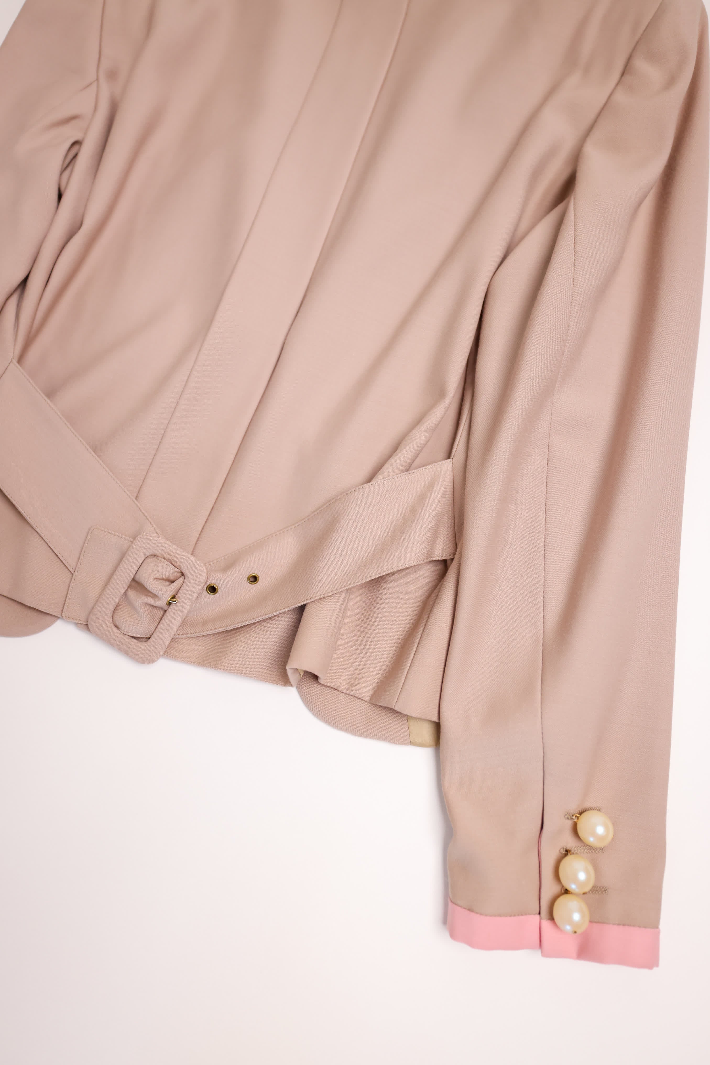 Christian Dior Muted Mauve Wool Blazer with Pearl Detail