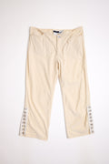 Sportmax Off-White Cropped Pants with Side Button Details