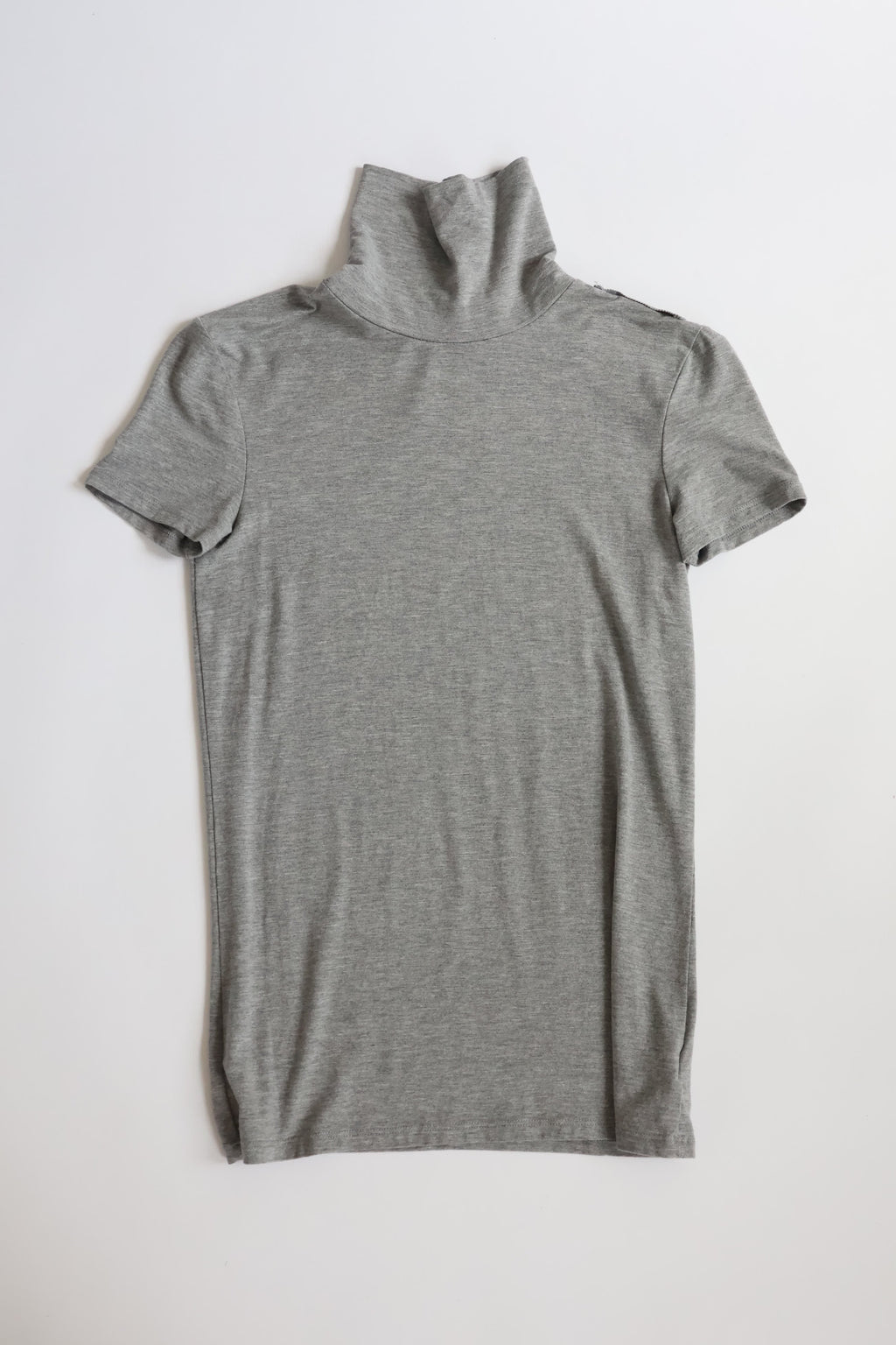 Patrizia Pepe Grey Fitted High-Neck Short-Sleeve Top