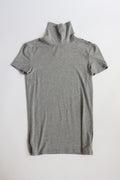 Patrizia Pepe Grey Fitted High-Neck Short-Sleeve Top