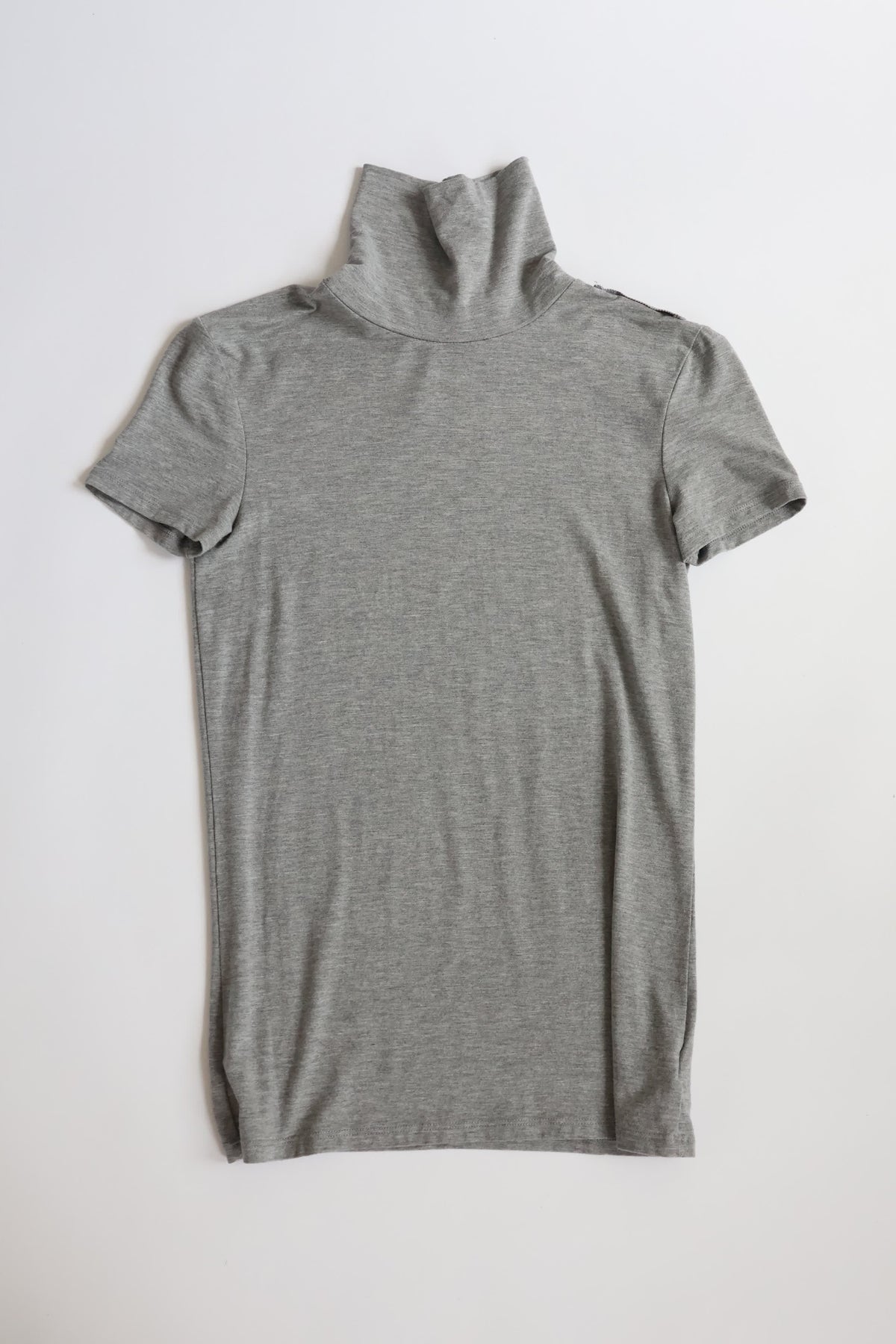Patrizia Pepe Grey Fitted High-Neck Short-Sleeve Top