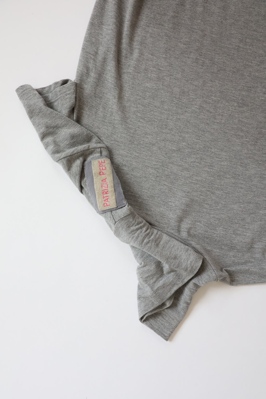 Patrizia Pepe Grey Fitted High-Neck Short-Sleeve Top