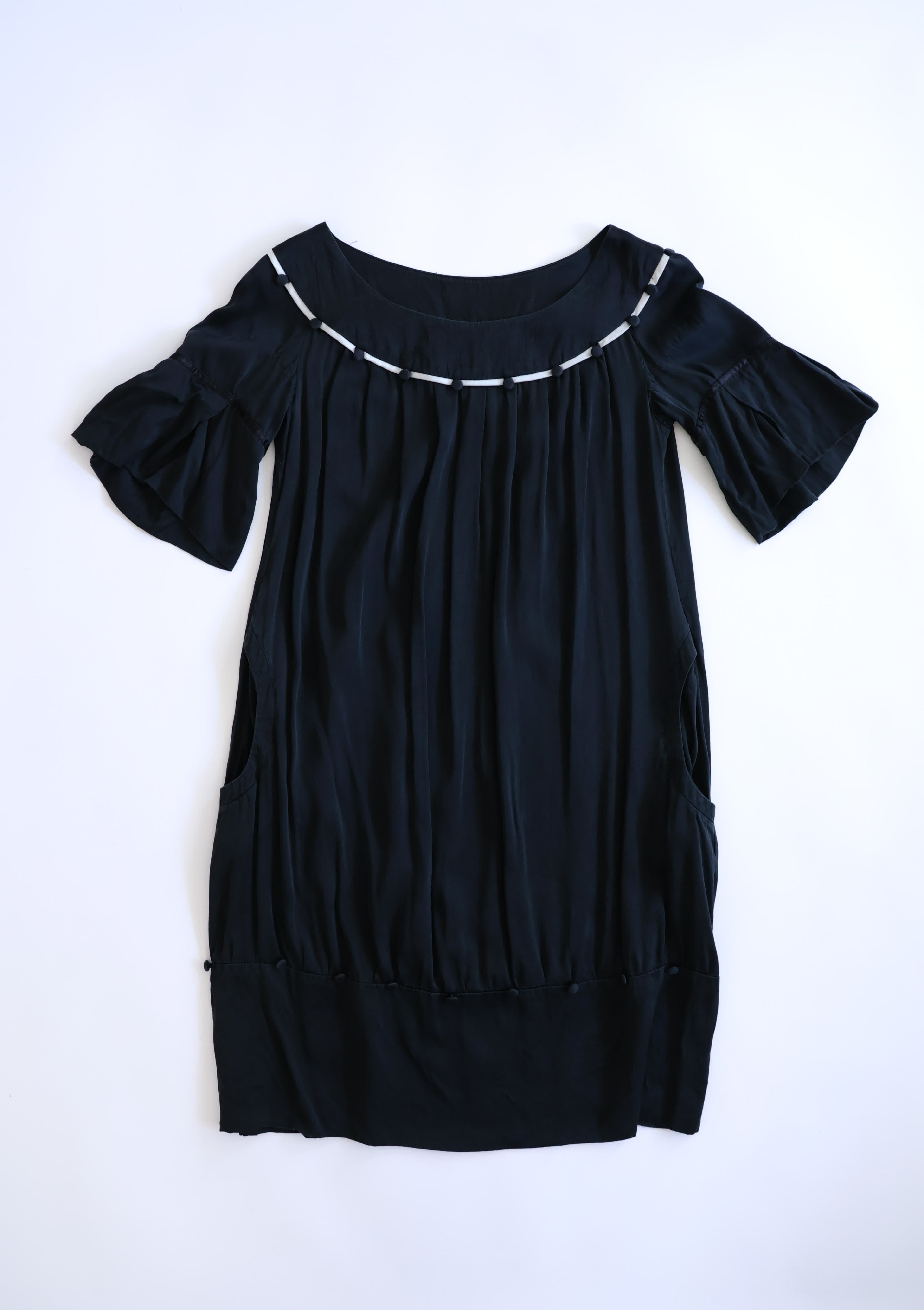 See by Chloé Black Silk Pleated Dress