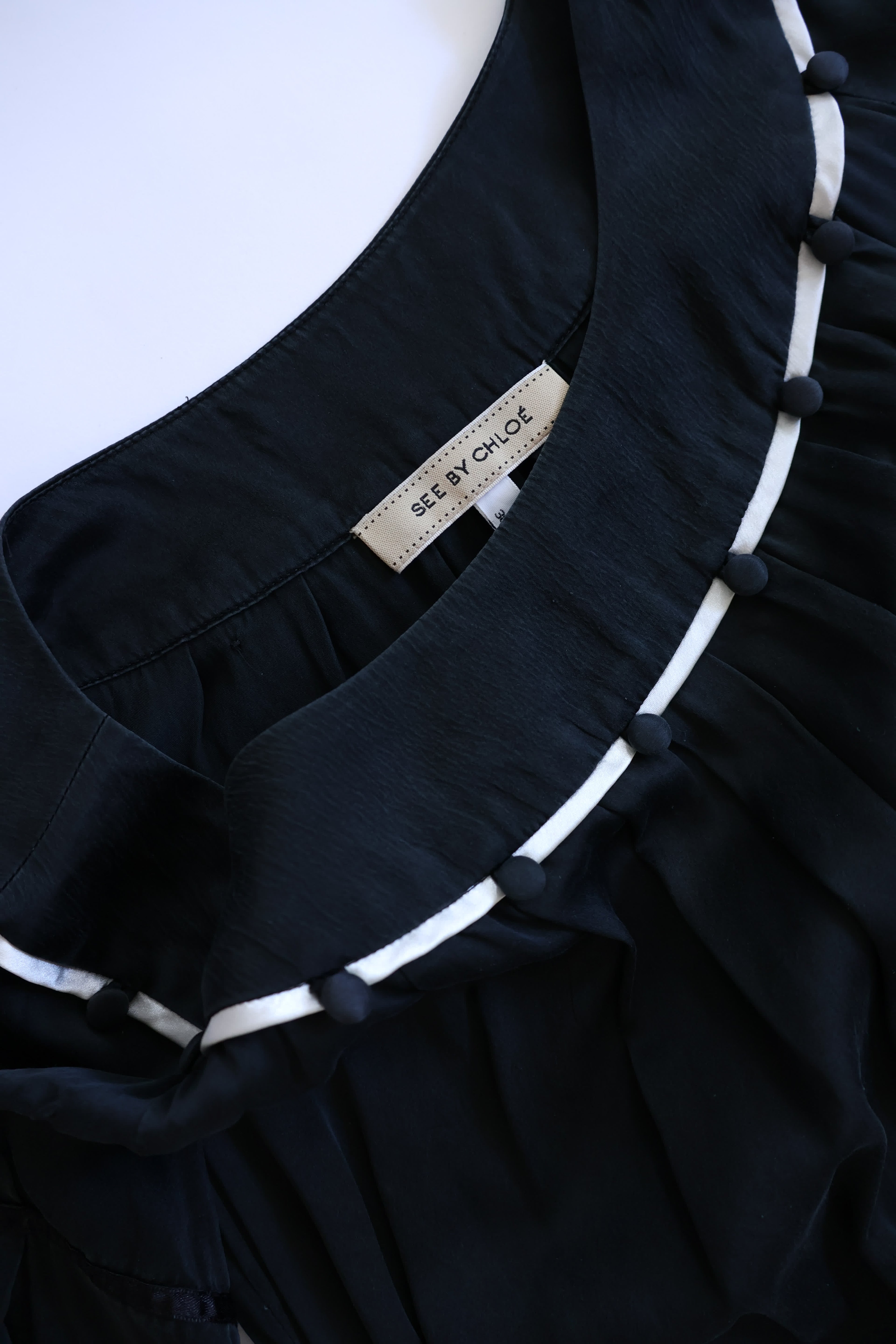 See by Chloé Black Silk Pleated Dress