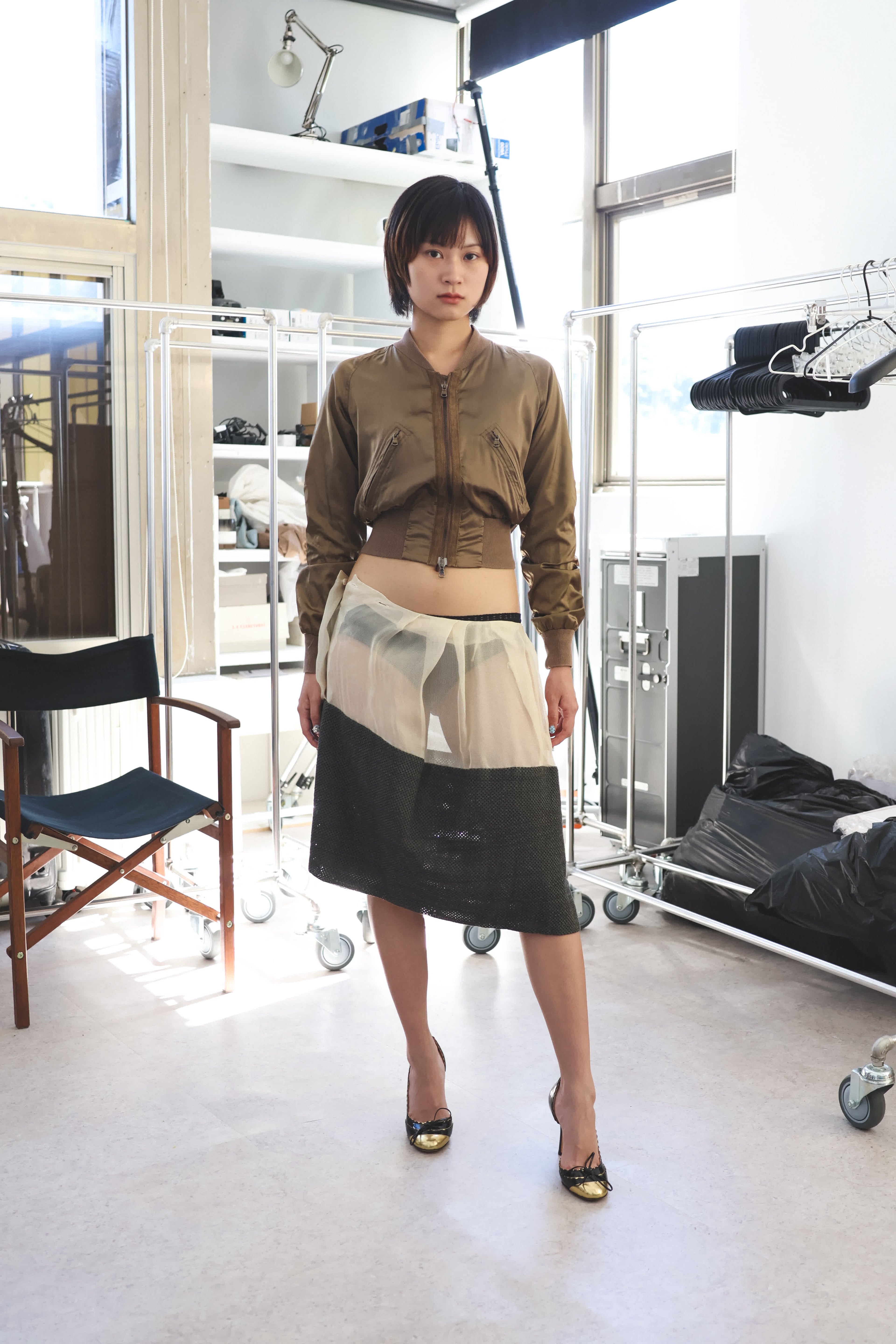 Patrizia Pepe Military Gold Cropped Jacket
