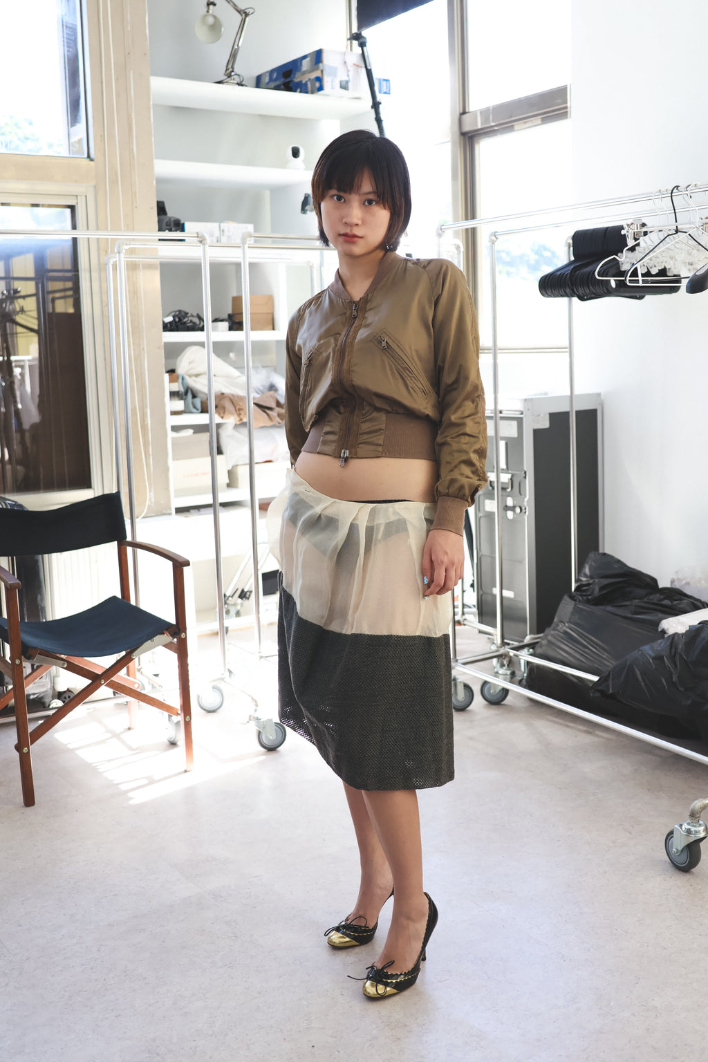 Patrizia Pepe Military Gold Cropped Jacket