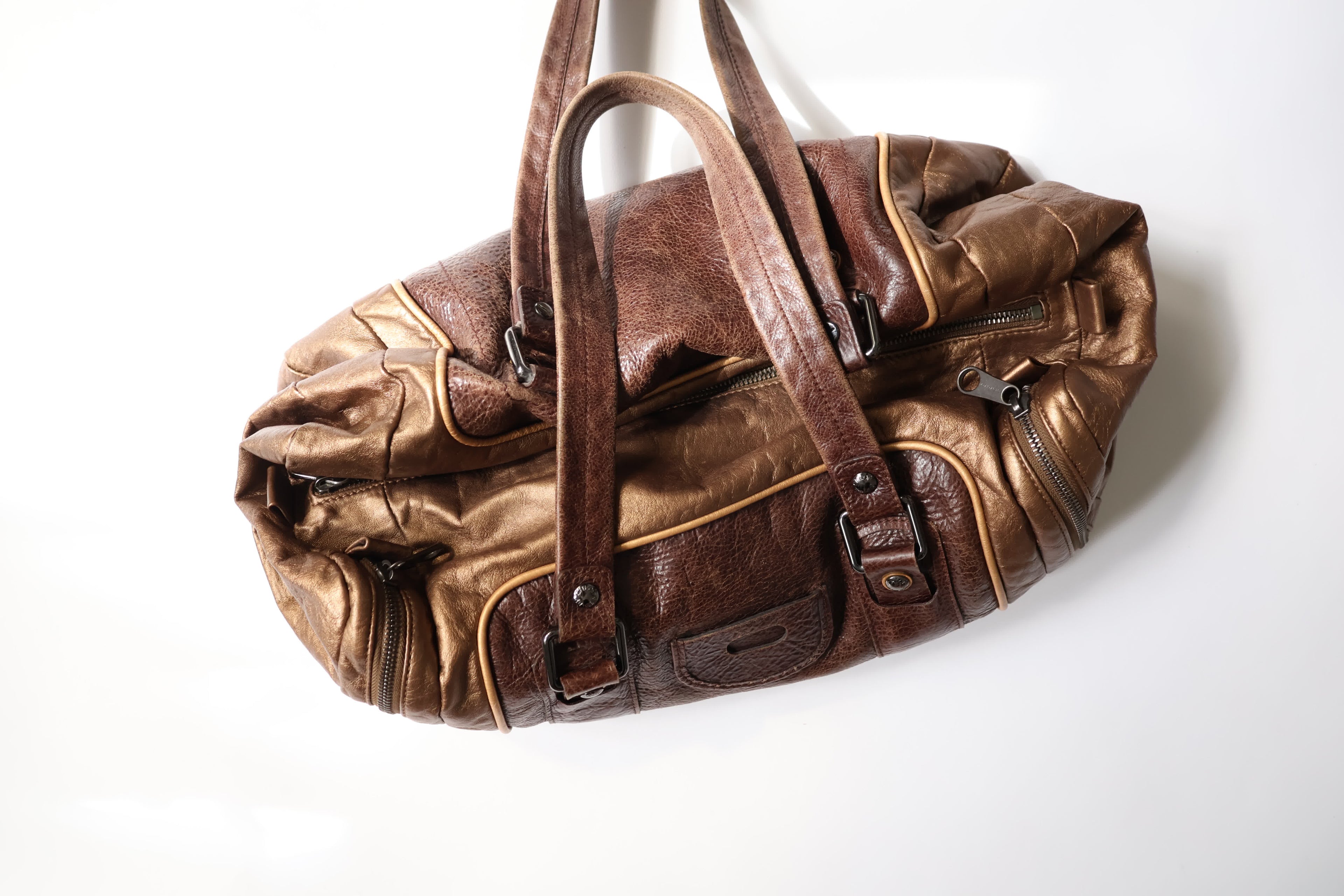 See by Chloé Brown Barrel Bag with Gold Trim