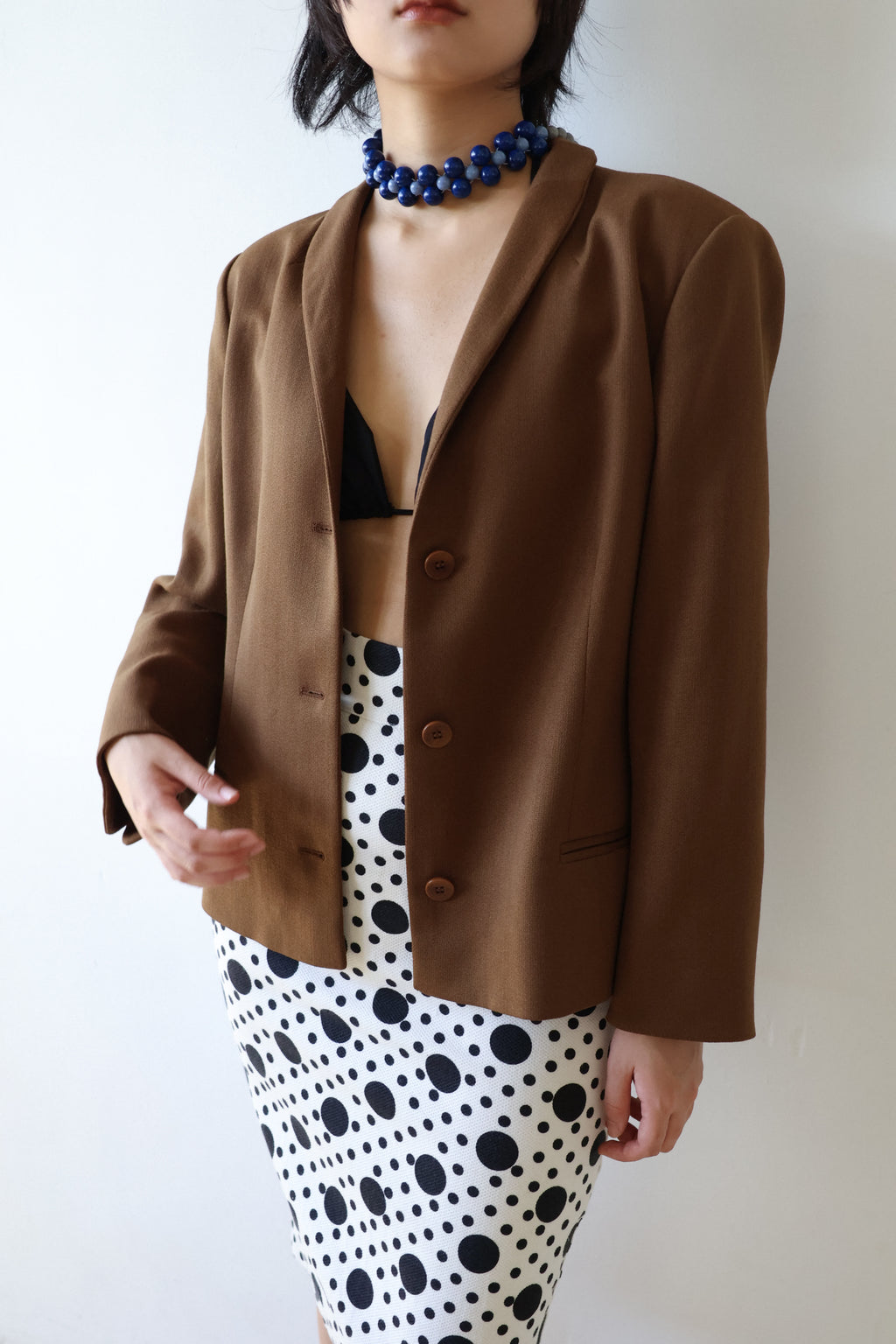 DENNY ROSE Mixed Polka Dot Pencil Midi Skirt