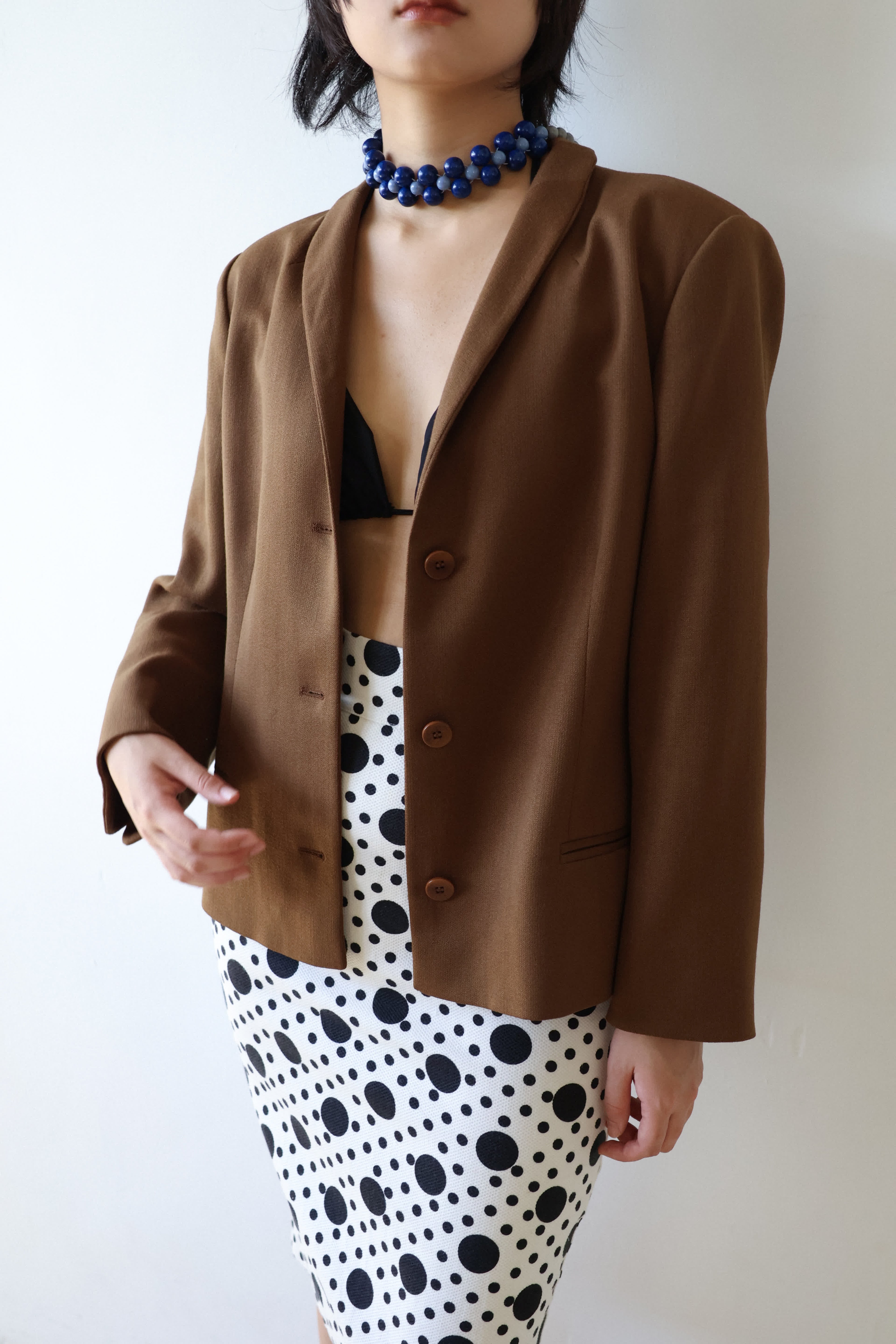 DENNY ROSE Mixed Polka Dot Pencil Midi Skirt