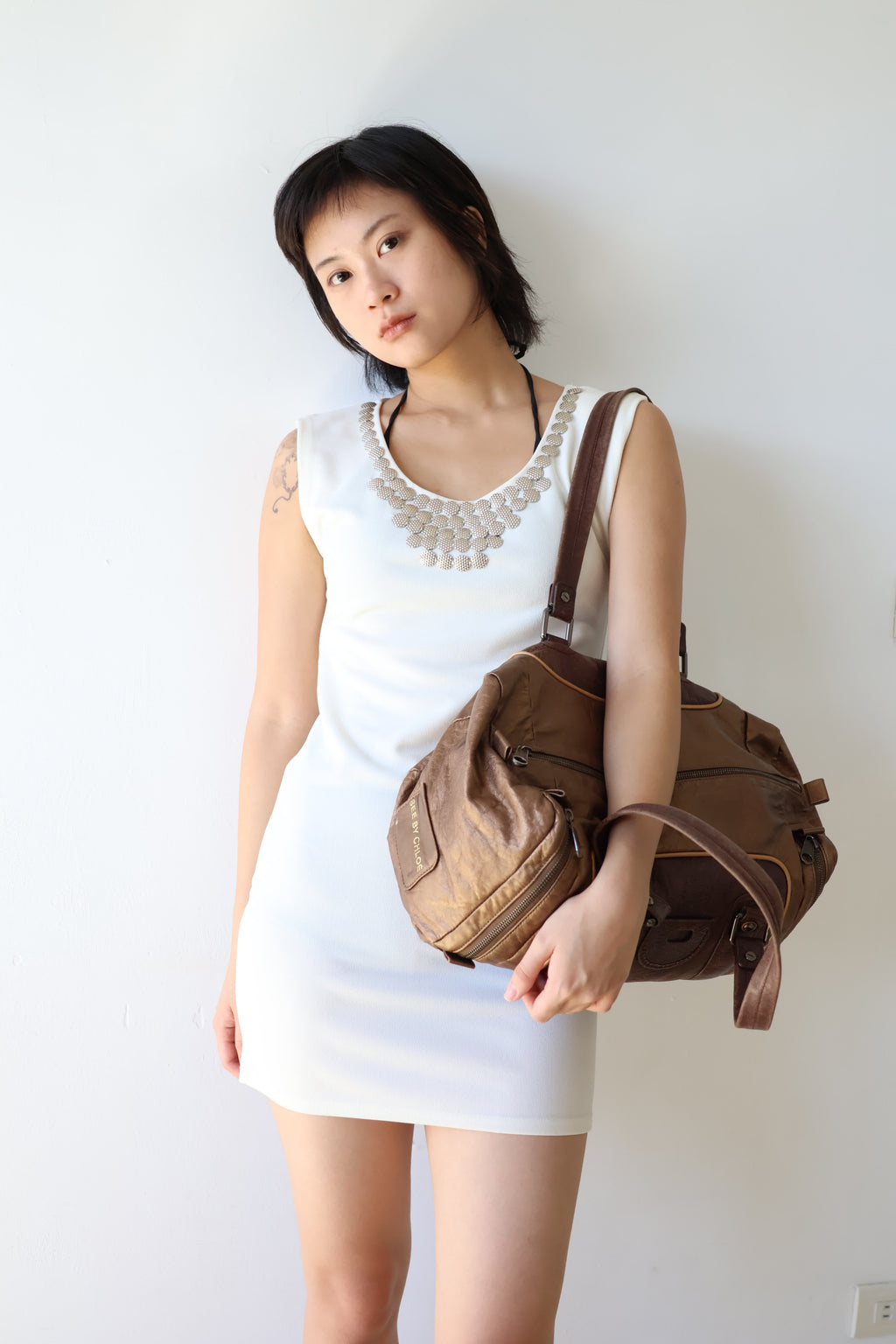 See by Chloé Brown Barrel Bag with Gold Trim