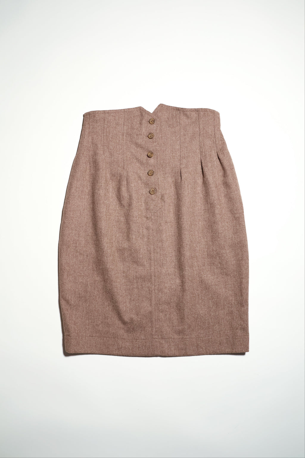 Brown Button-Front Belted Skirt
