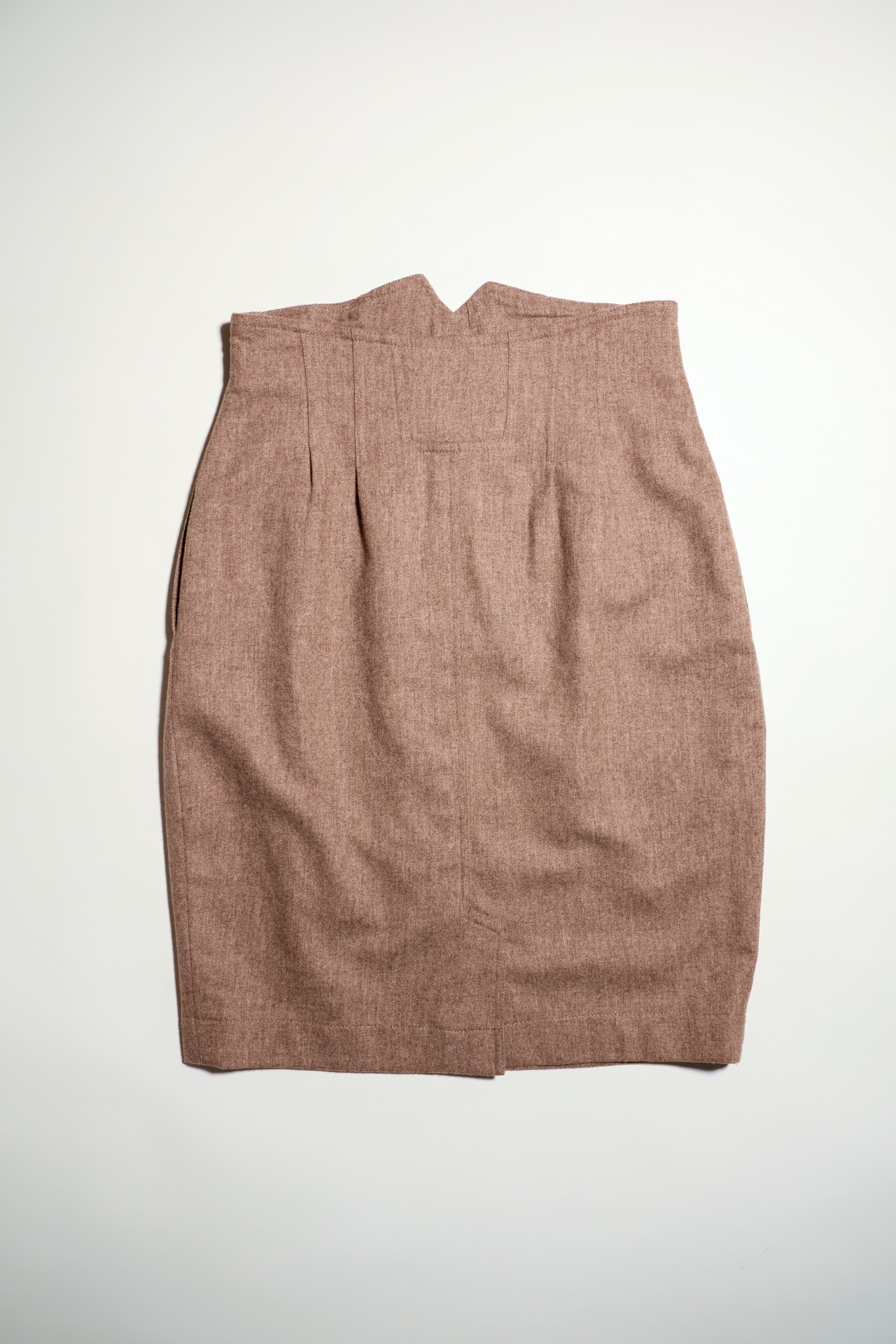 Brown Button-Front Belted Skirt