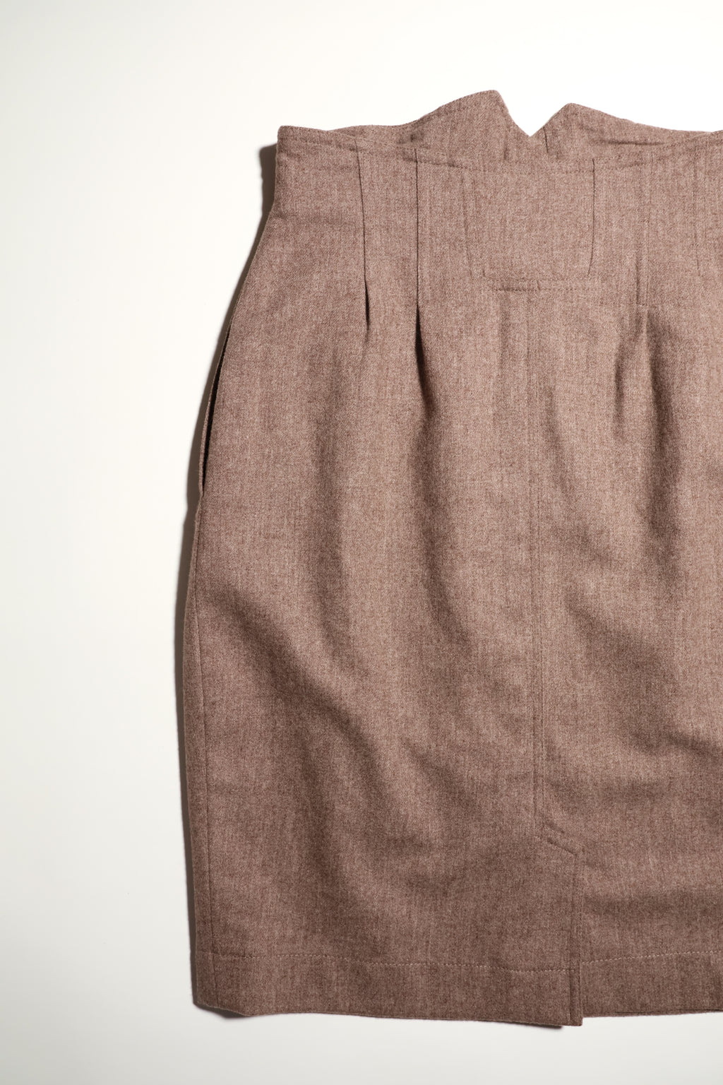 Brown Button-Front Belted Skirt