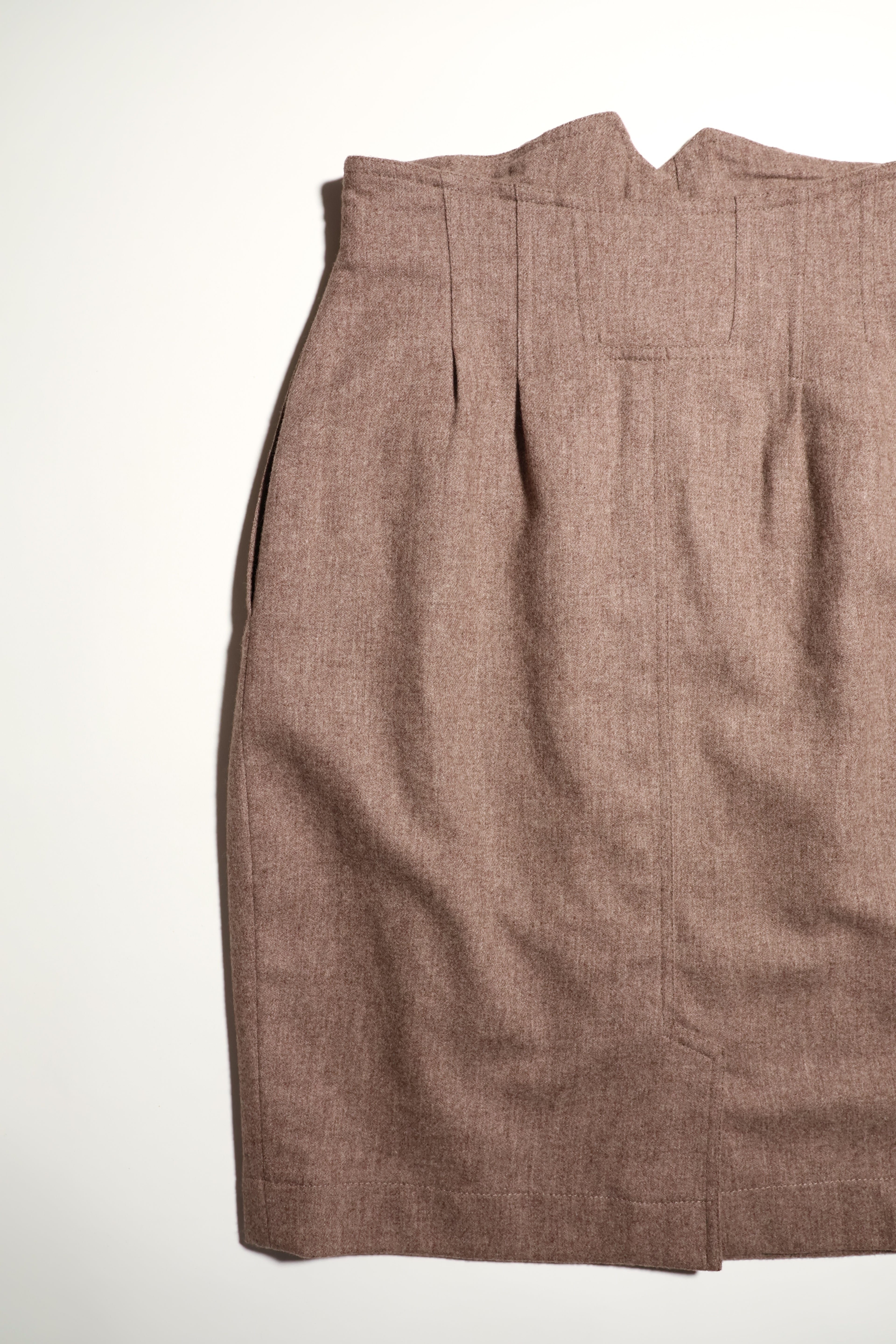 Brown Button-Front Belted Skirt