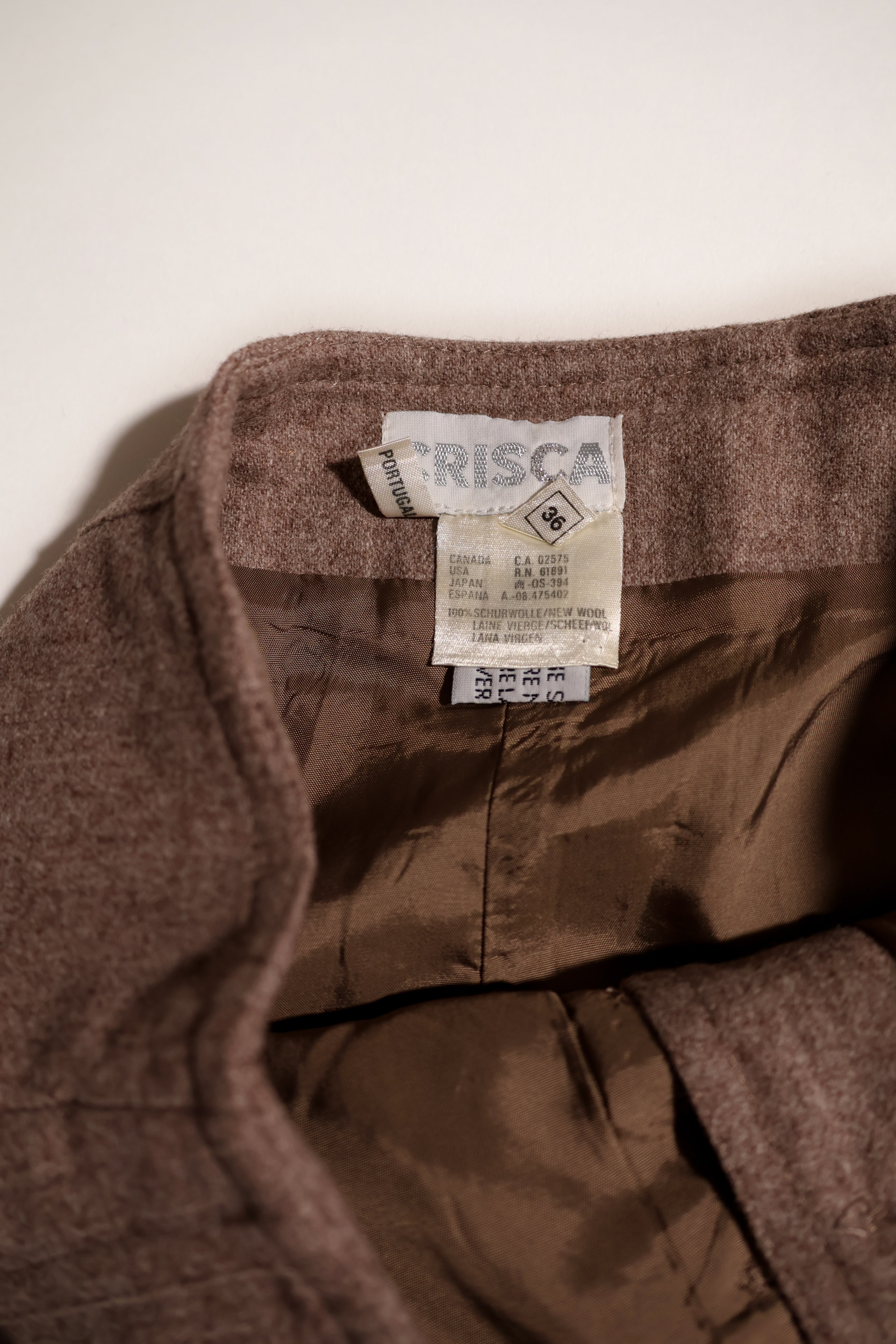 Brown Button-Front Belted Skirt