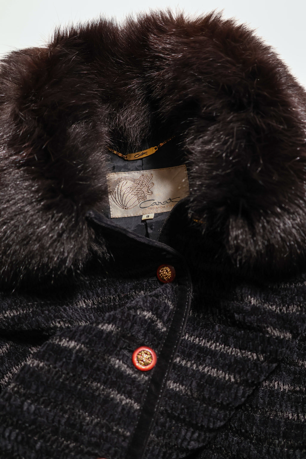 Cropped Jacket with Fur Collar in Black