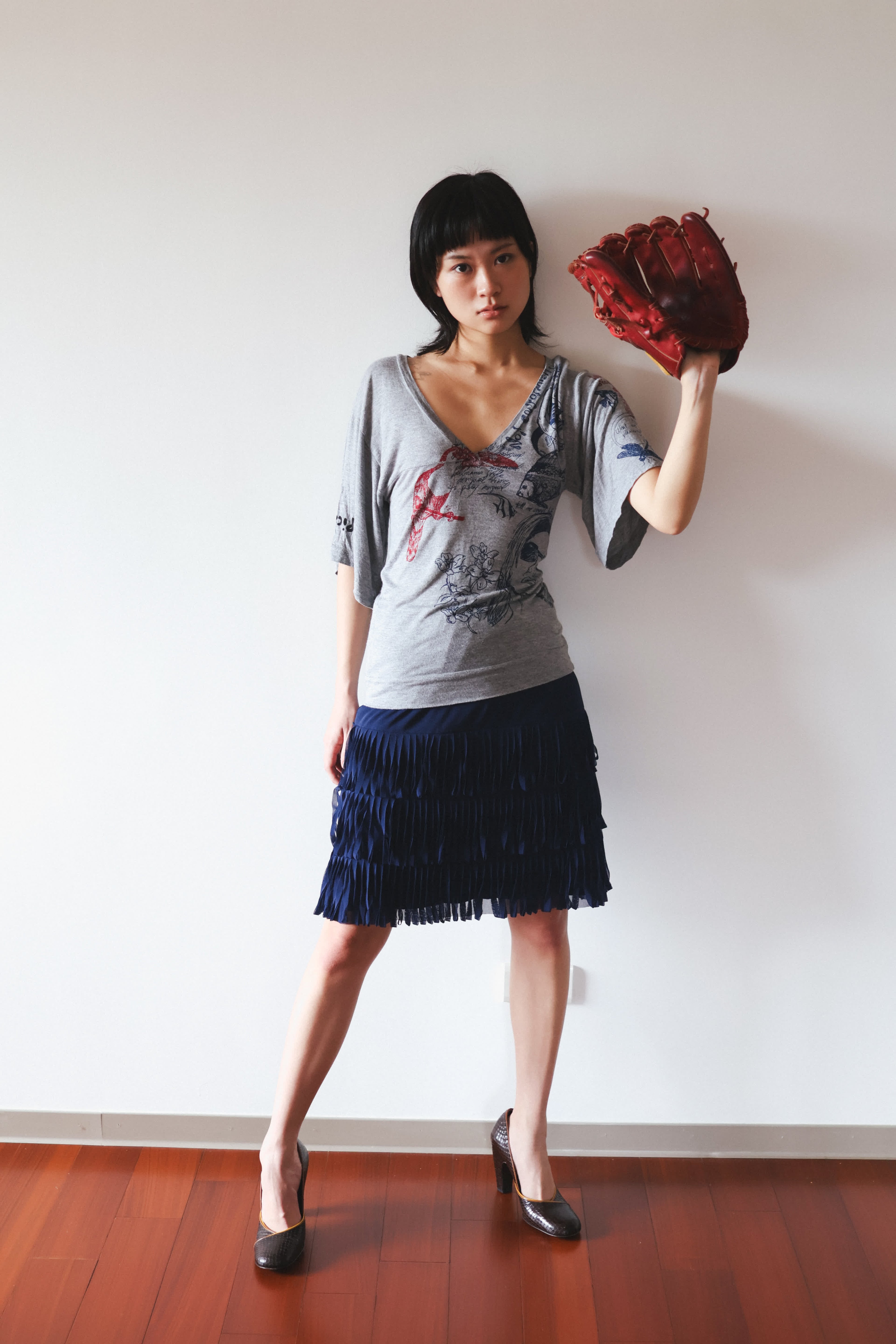 VivienneTam Blue Fringed Skirt