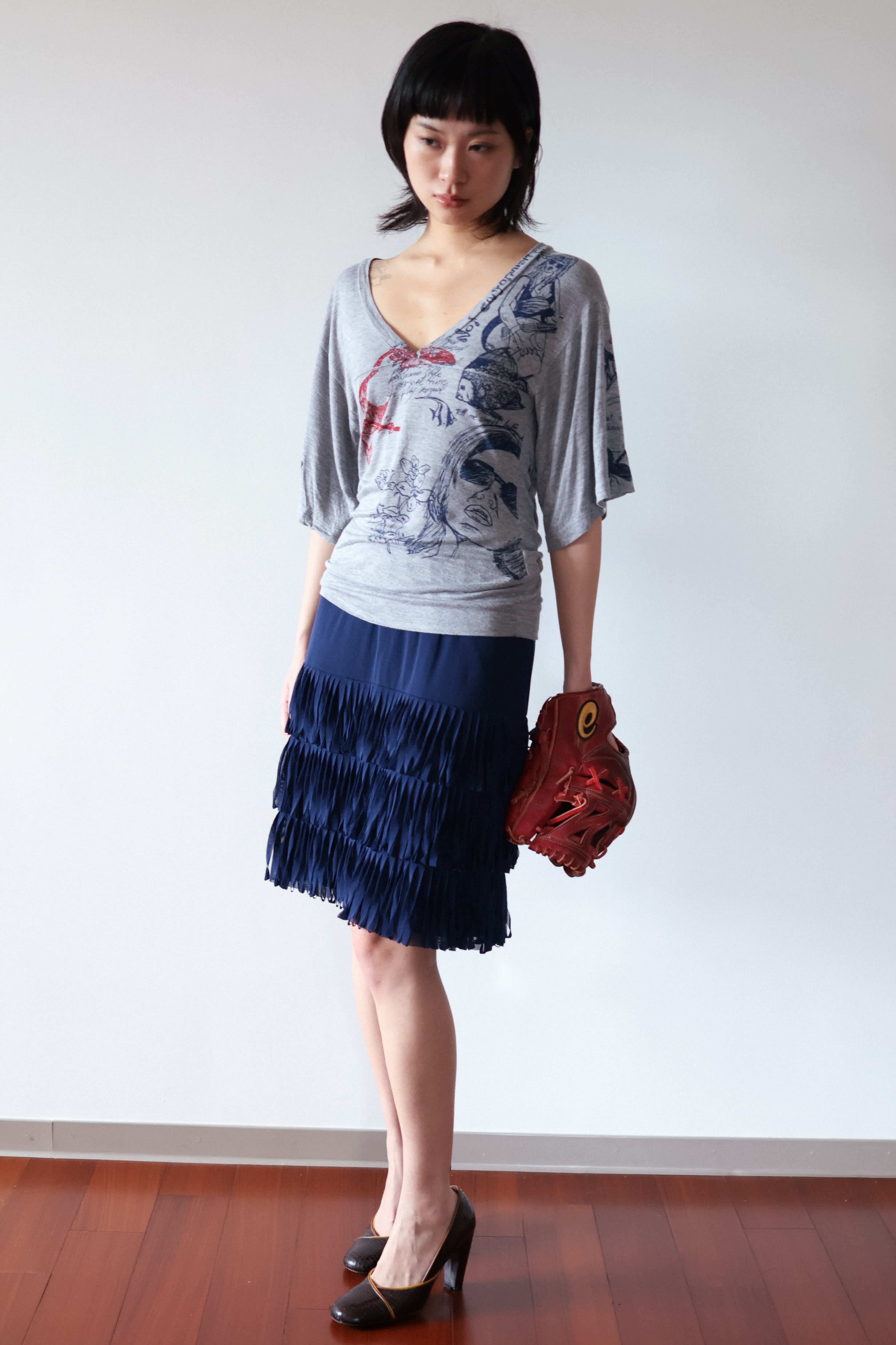 VivienneTam Blue Fringed Skirt