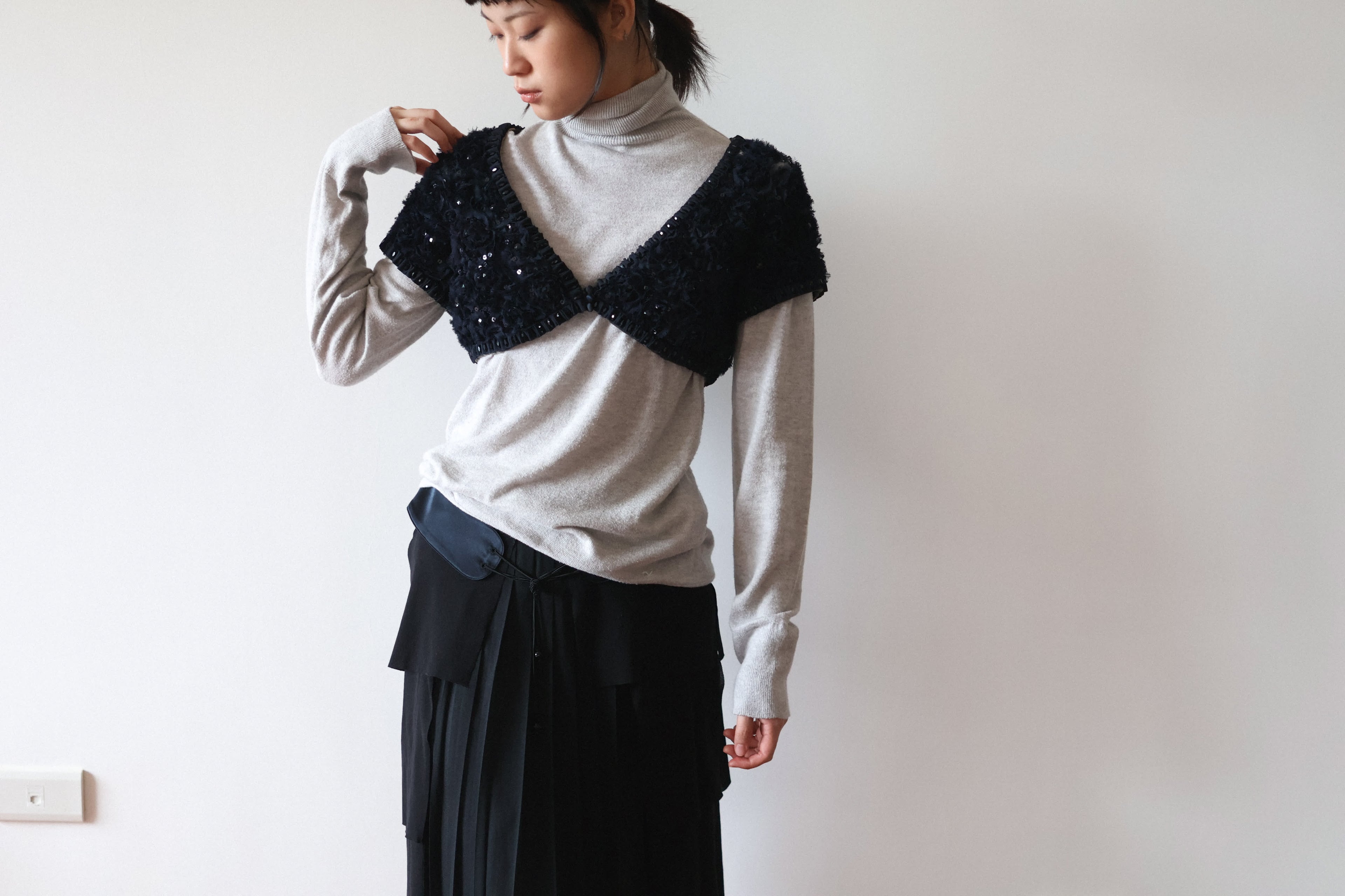 Vivienne Tam Chinese Black Fringed Skirt