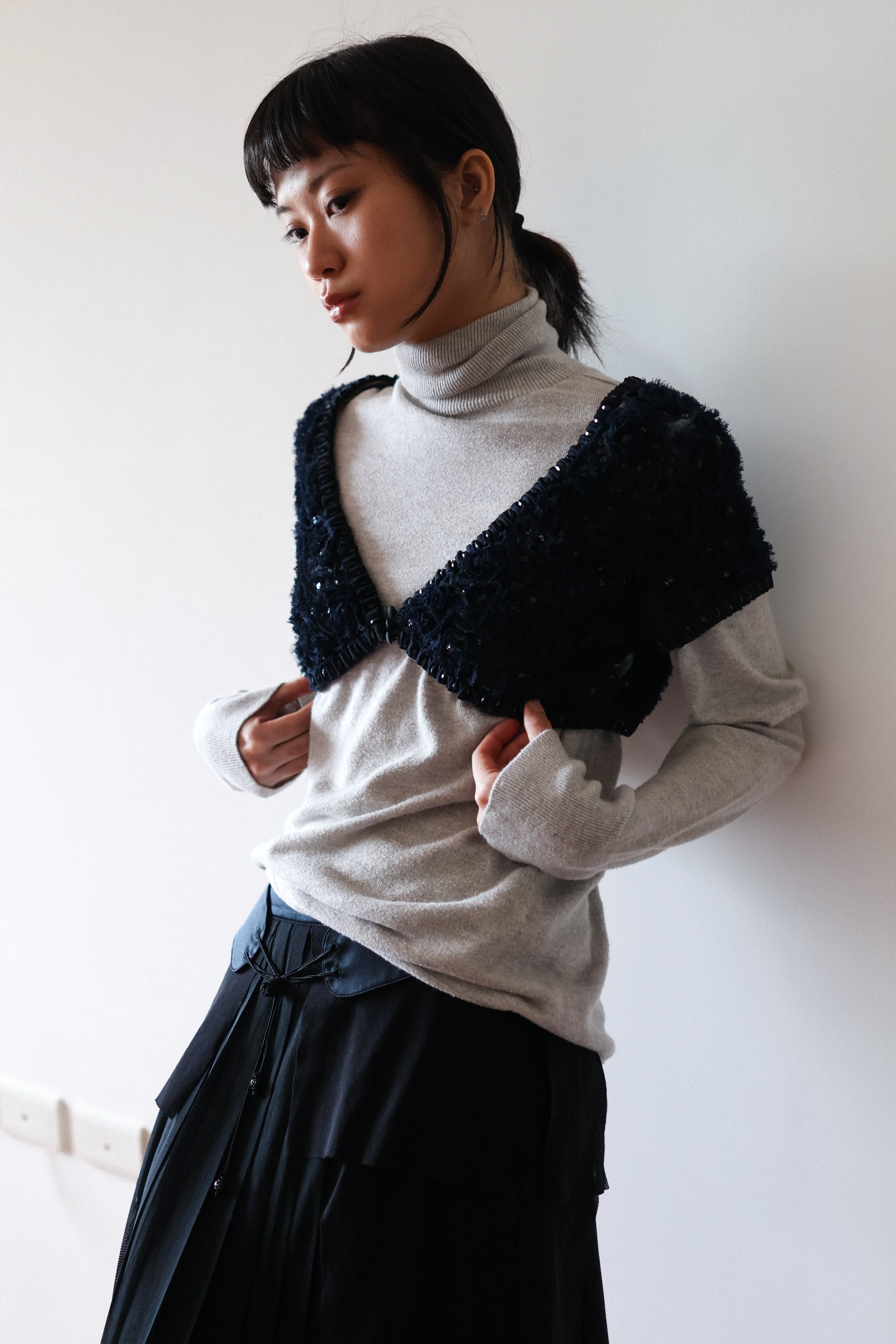 Vivienne Tam Chinese Black Fringed Skirt