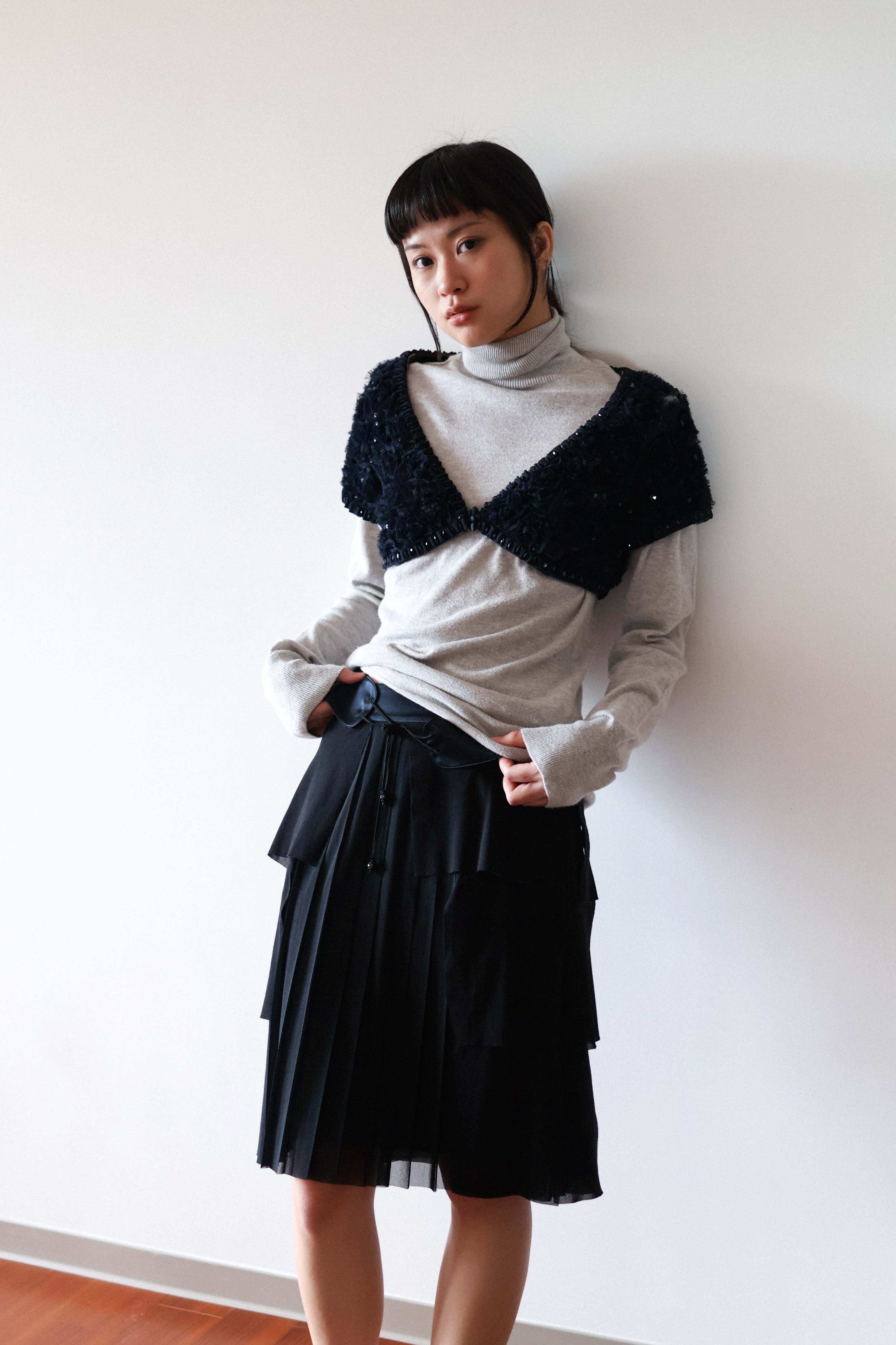 Vivienne Tam Chinese Black Fringed Skirt
