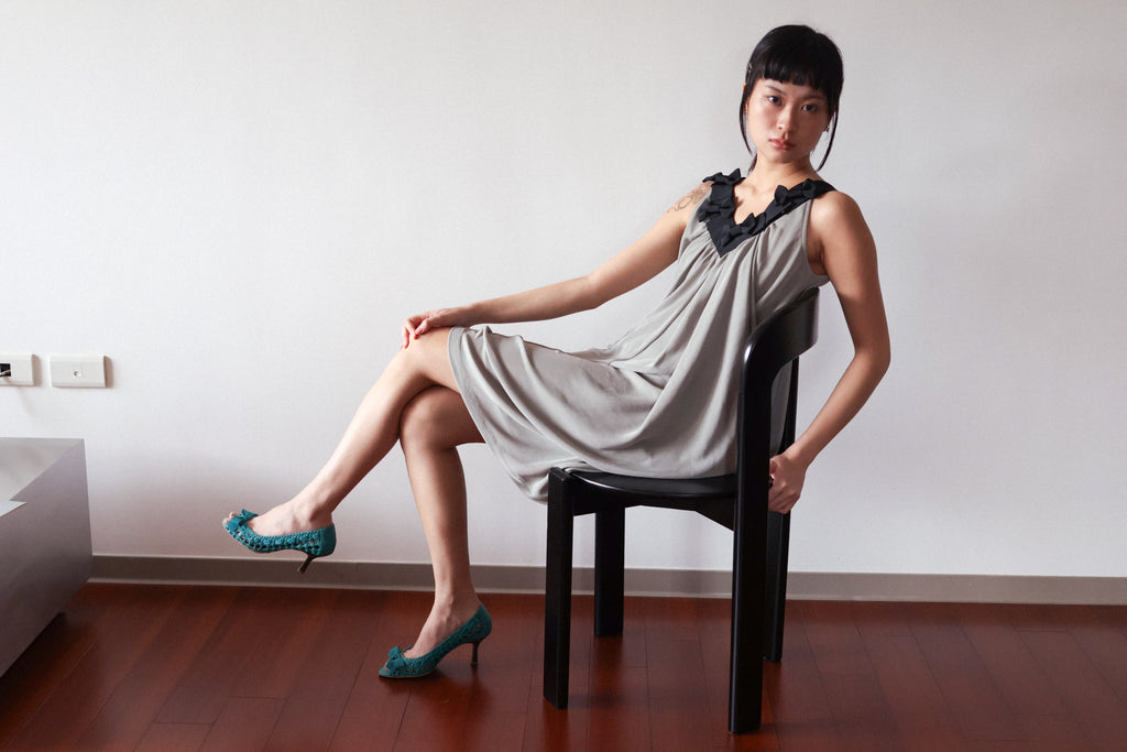 PESDIN KUO Bow-Detailed Draped Dress