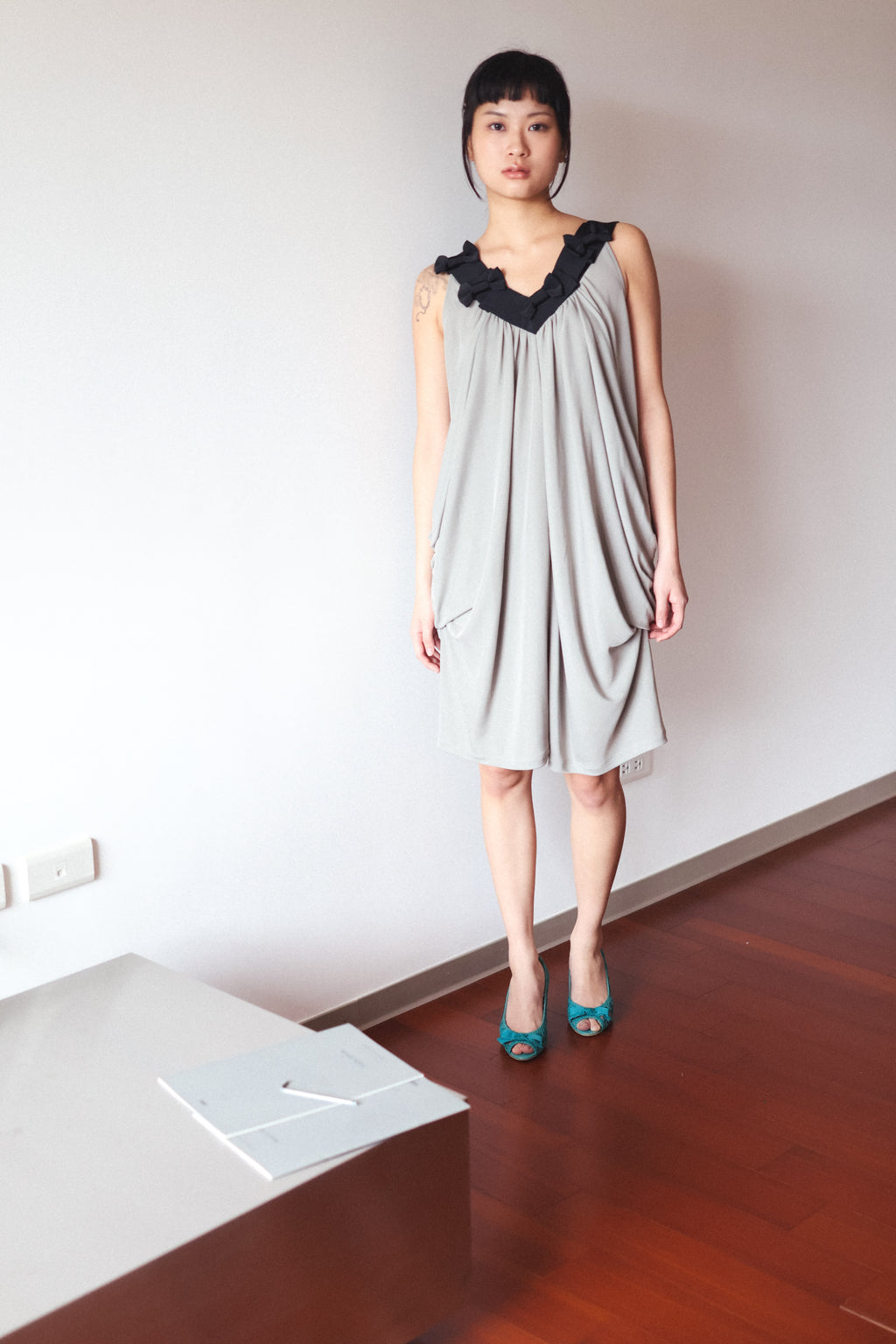 PESDIN KUO Bow-Detailed Draped Dress