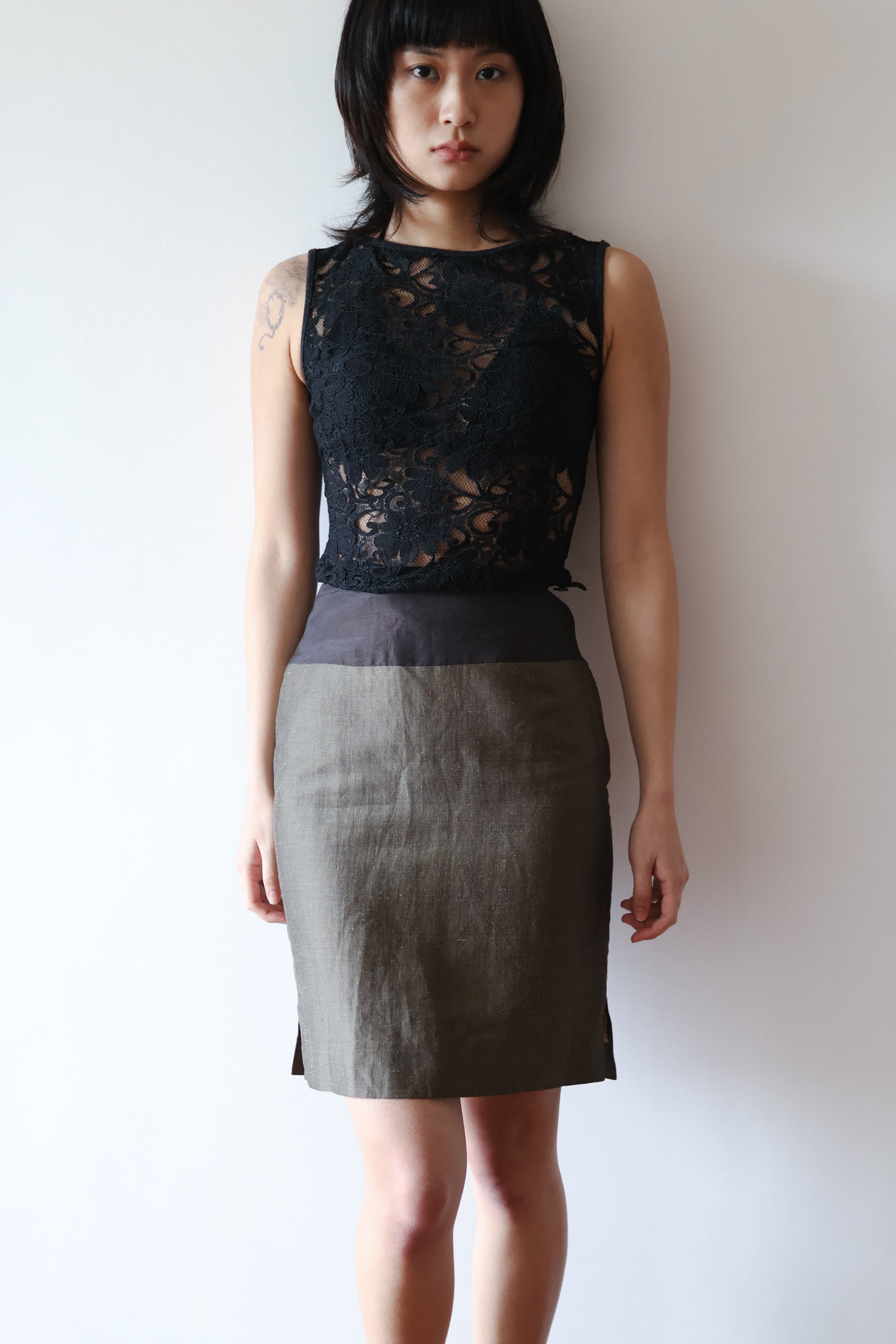 Gianfranco Ferré Two-Tone Color-Block Silk Skirt
