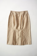 Alexander McQueen Golden Beige Silk A-Line Skirt