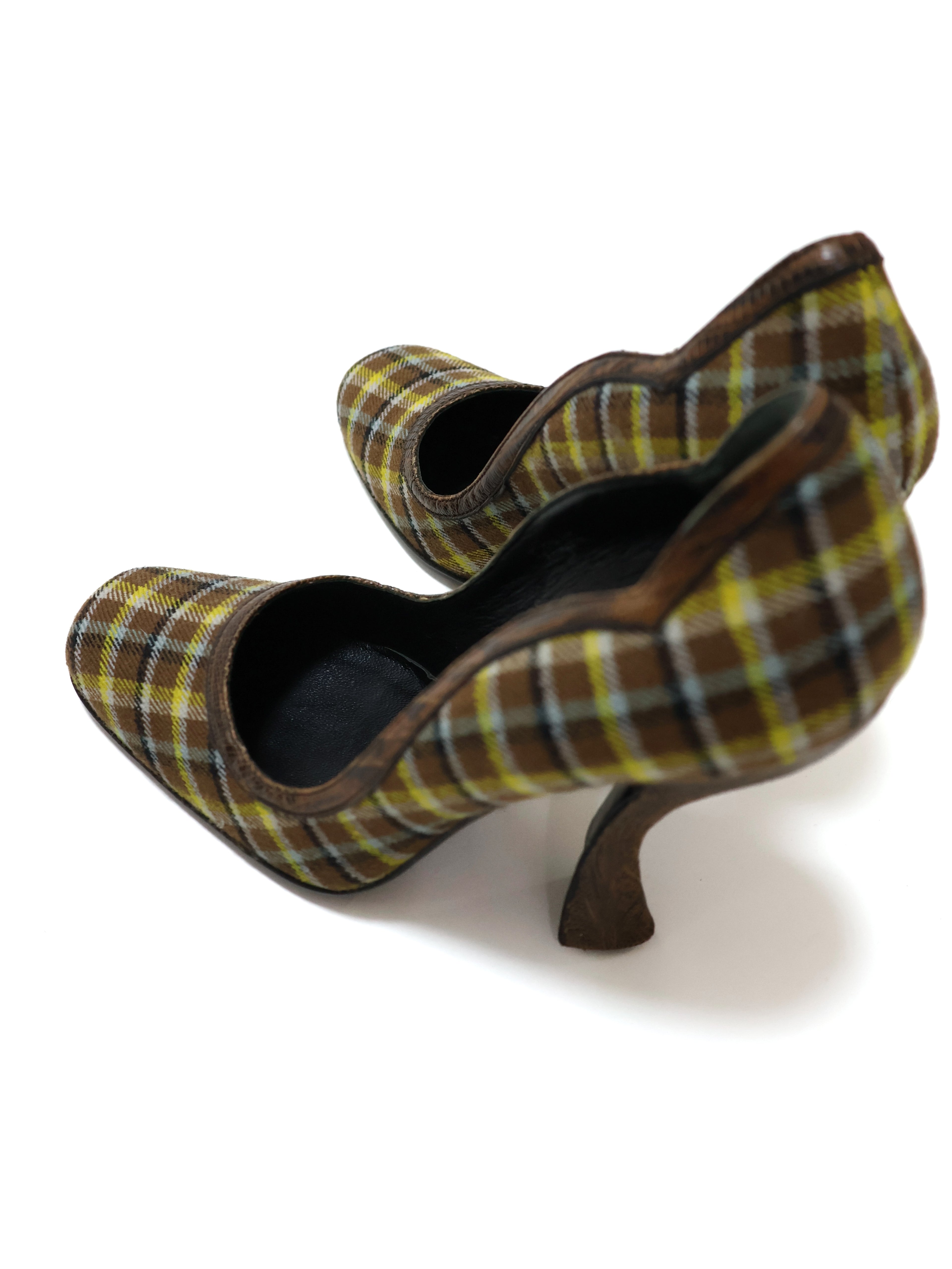 Prada Yellow Plaid High Heels