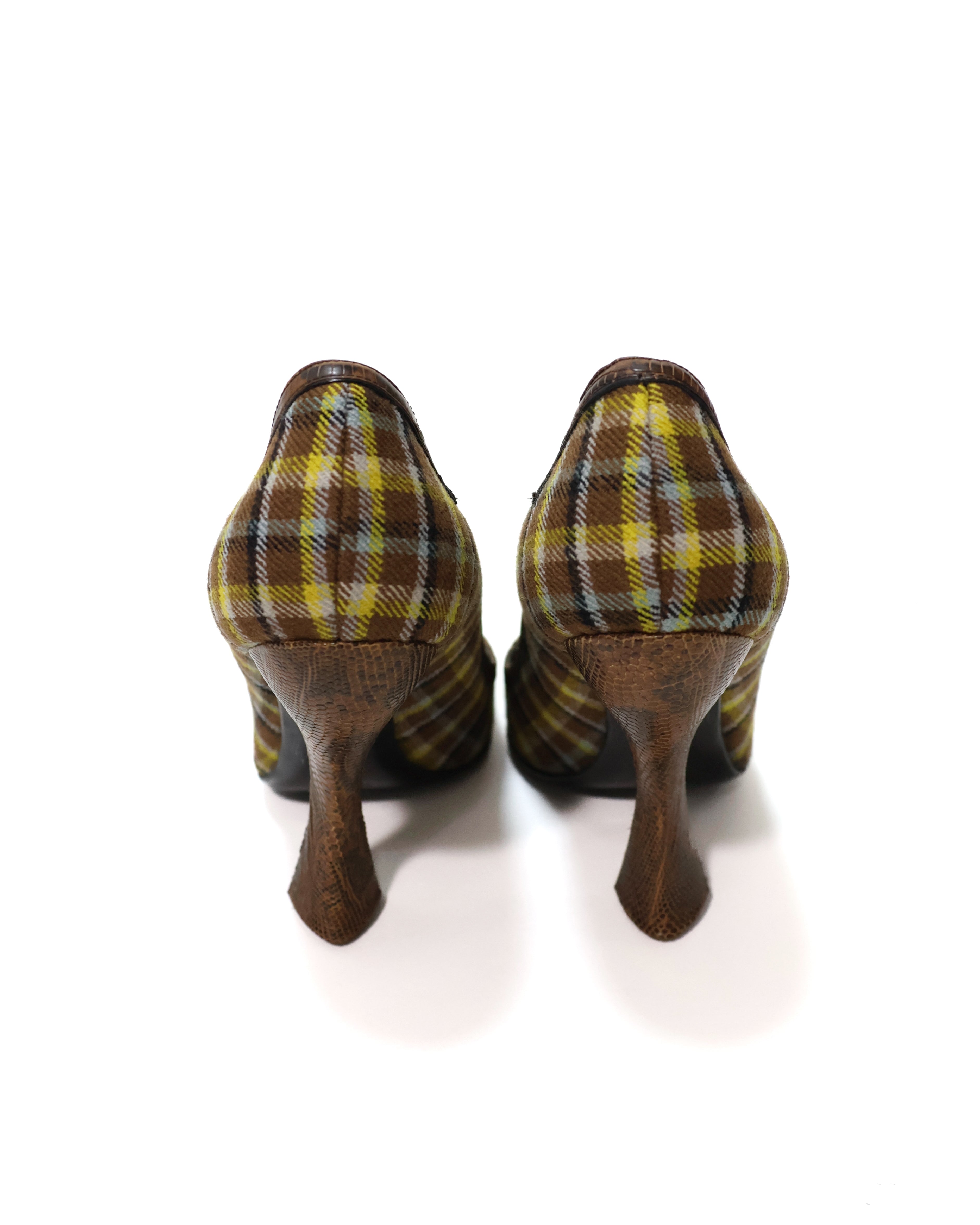 Prada Yellow Plaid High Heels