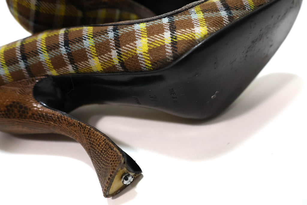 Prada Yellow Plaid High Heels
