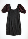 Burgundy Puff Sleeve Black Classic Dress