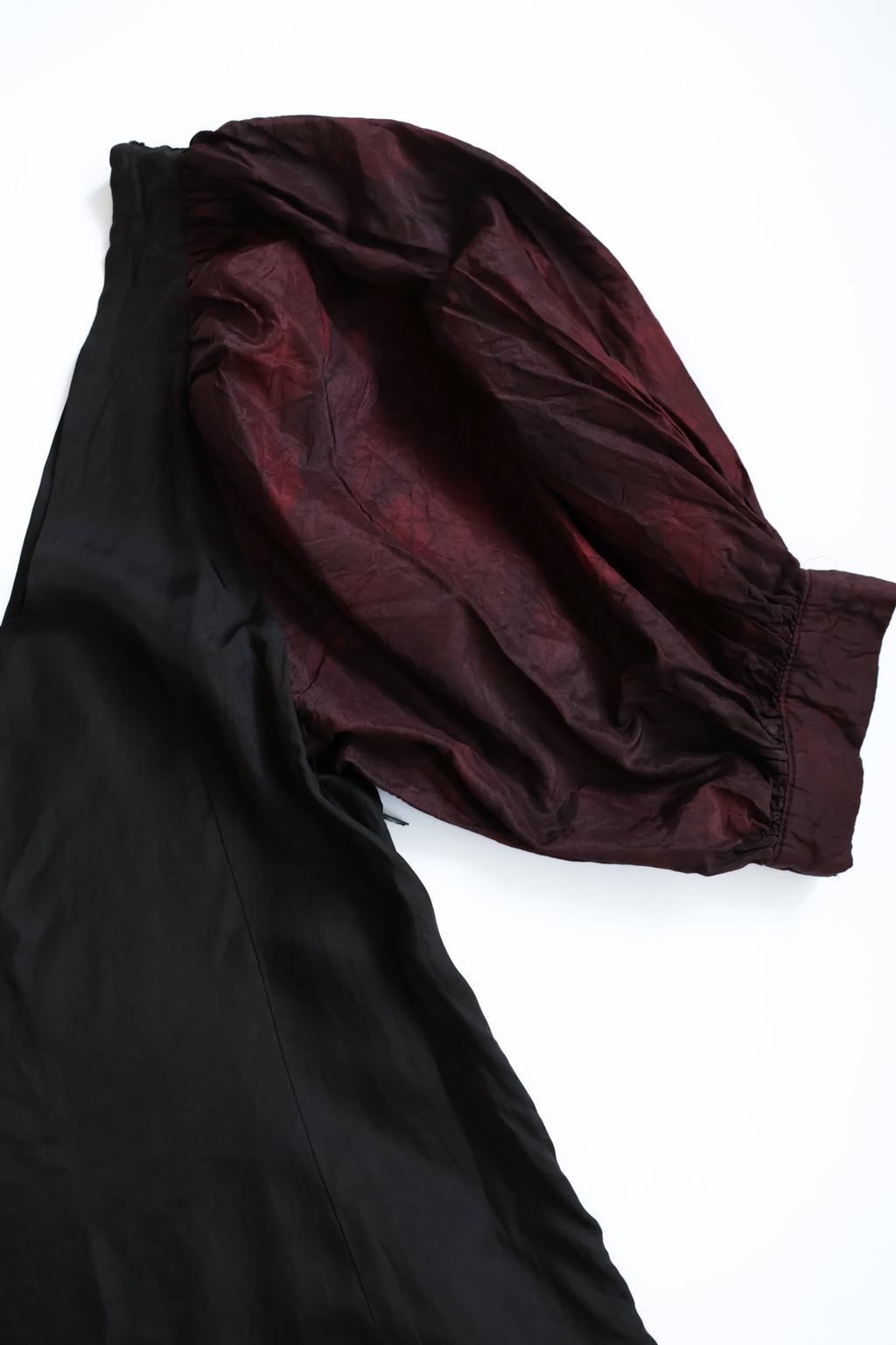 Burgundy Puff Sleeve Black Classic Dress