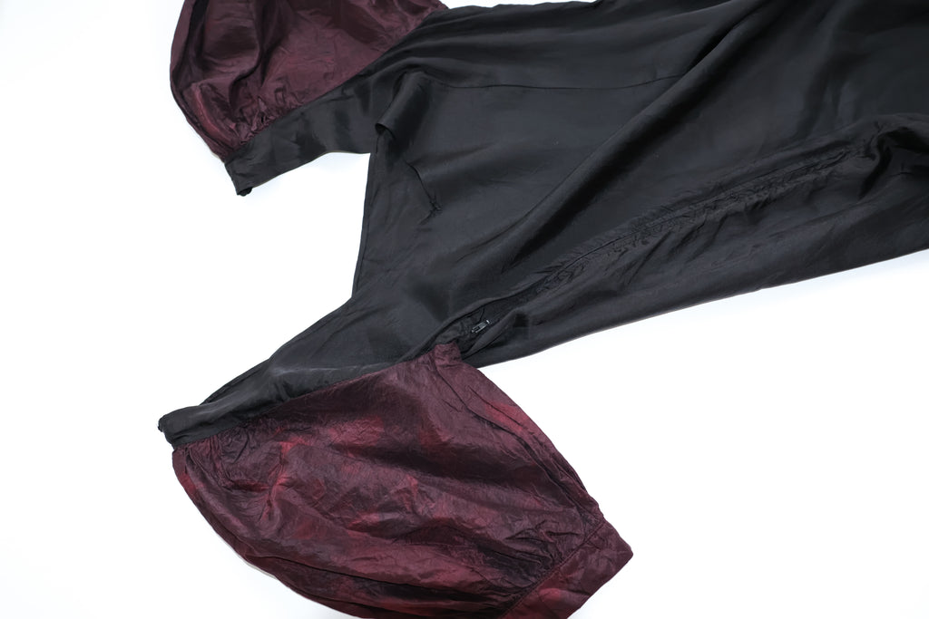 Burgundy Puff Sleeve Black Classic Dress