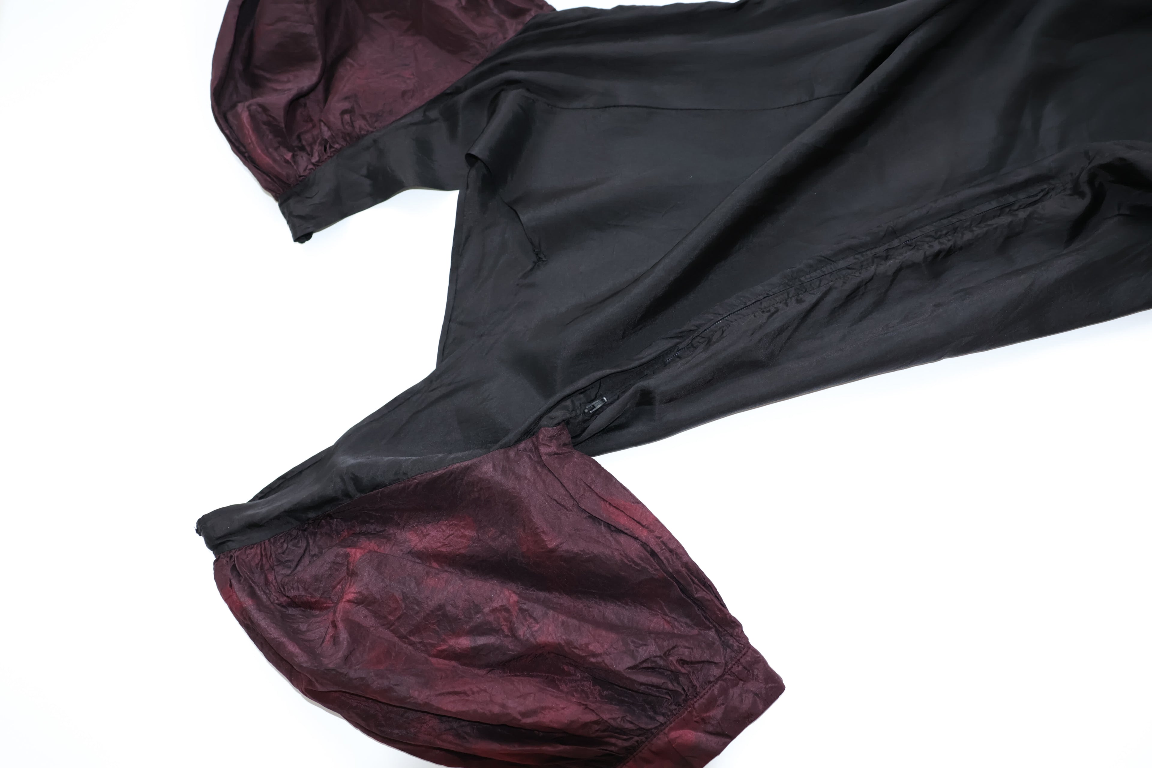 Burgundy Puff Sleeve Black Classic Dress