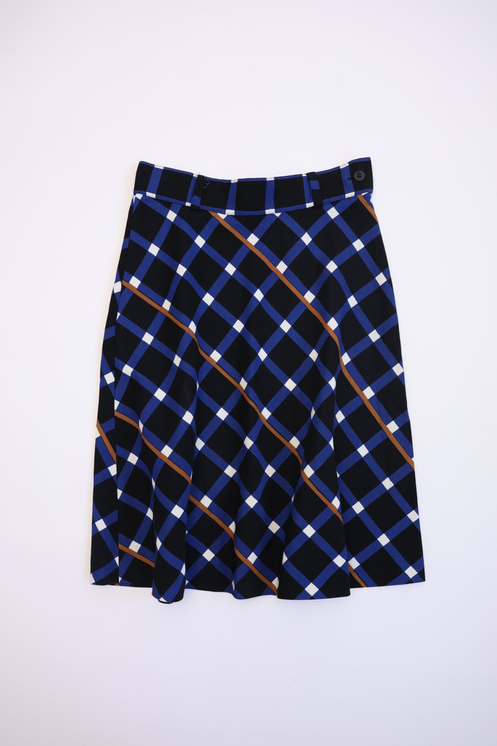 Blue Checked Midi Skirt