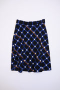 Blue Checked Midi Skirt
