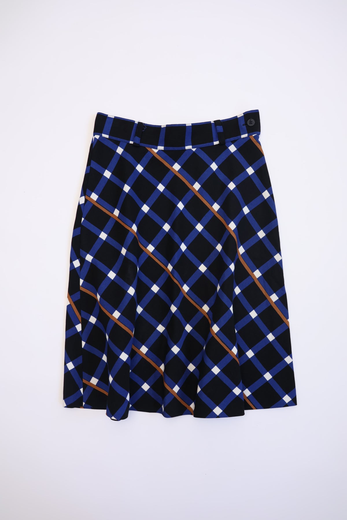 Blue Checked Midi Skirt