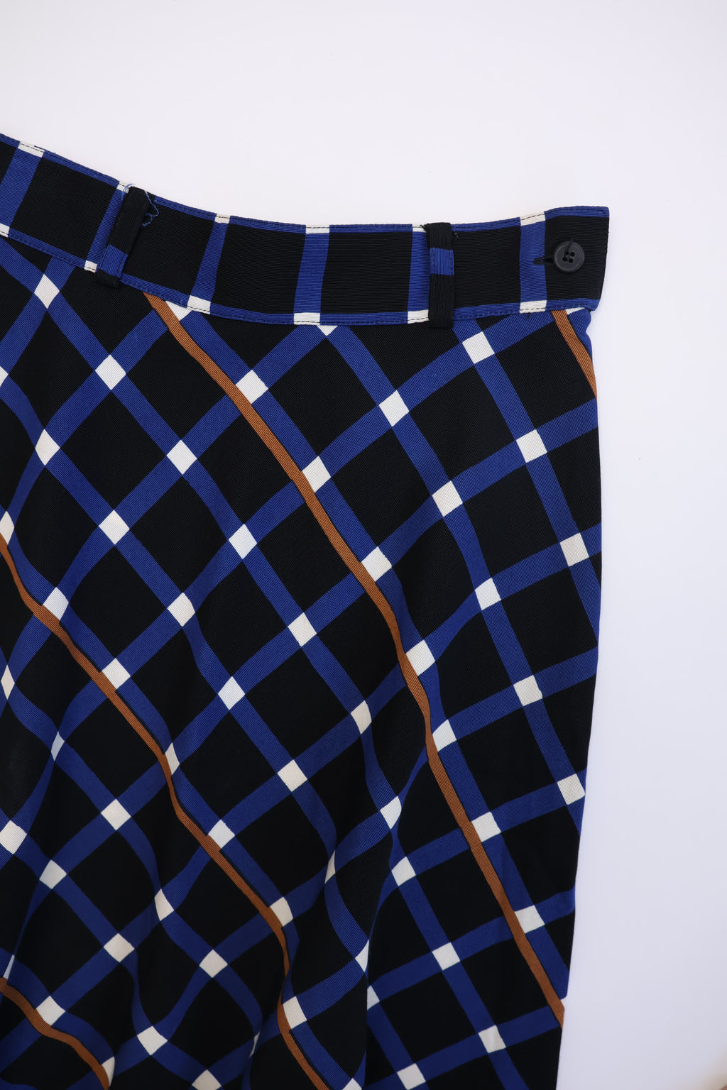 Blue Checked Midi Skirt
