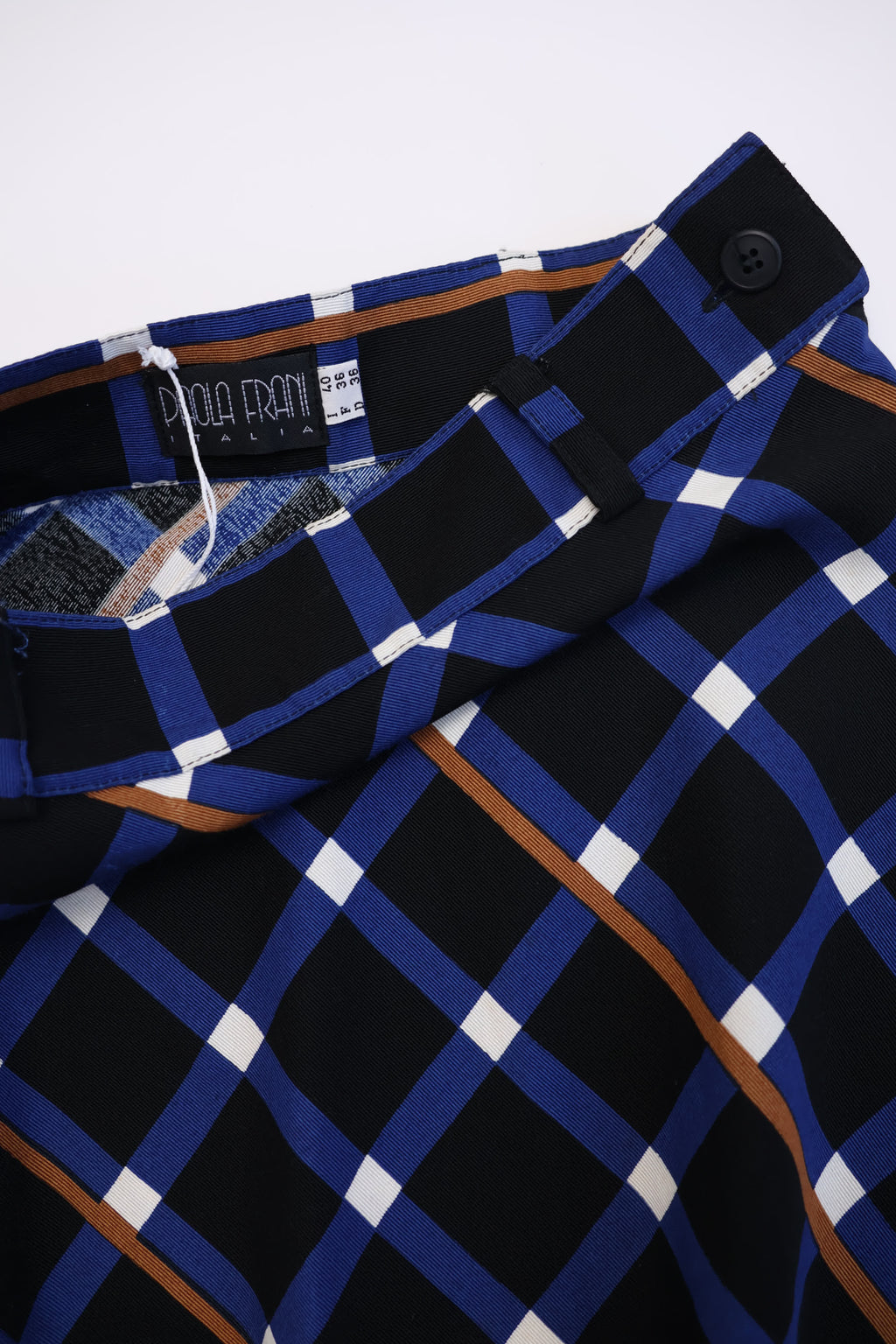 Blue Checked Midi Skirt
