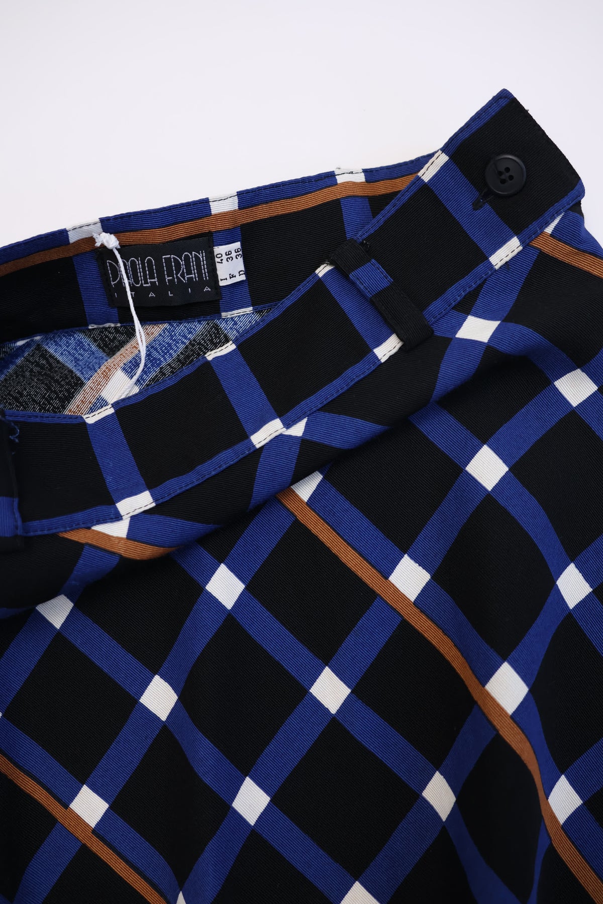 Blue Checked Midi Skirt