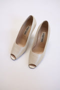 Chloé Off-White Open-Toe Leather Heels