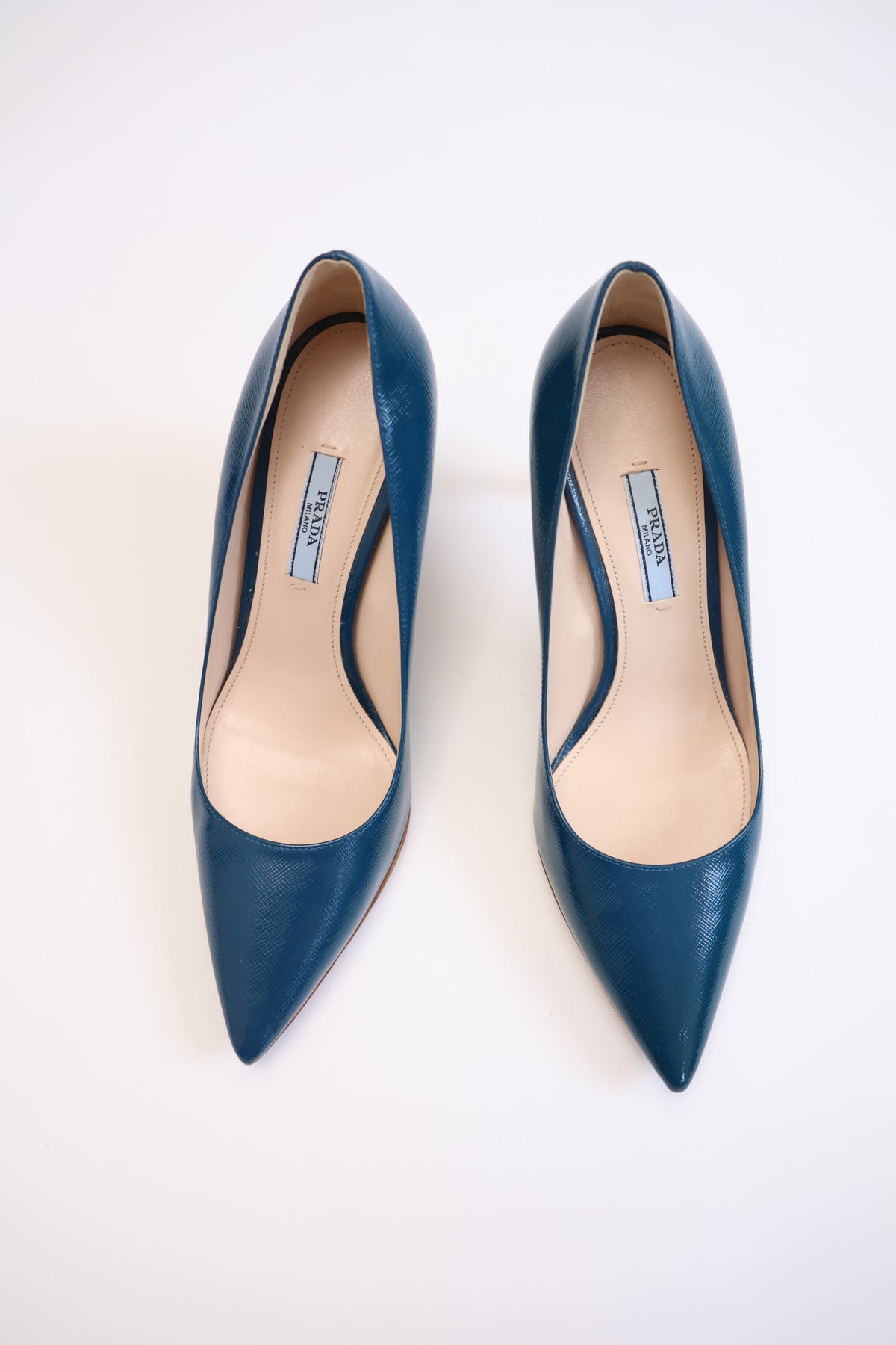 Prada Blue Patent Leather Pumps